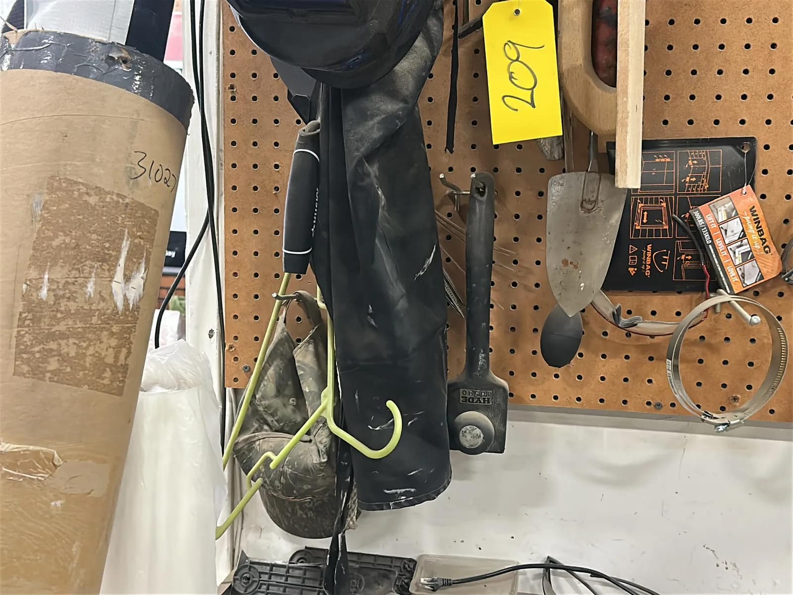 Pegboard And Contents: Welding Mask, Hand Saws, Caulking Gun And More, photo 3 of 6