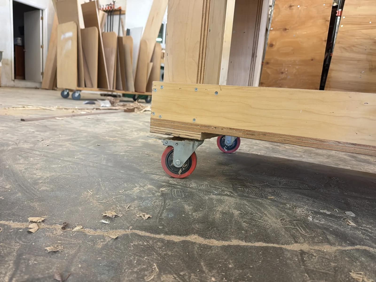 4’ Rolling Wooden Cart With Contents: 97” Wood Slab, photo 7 of 7