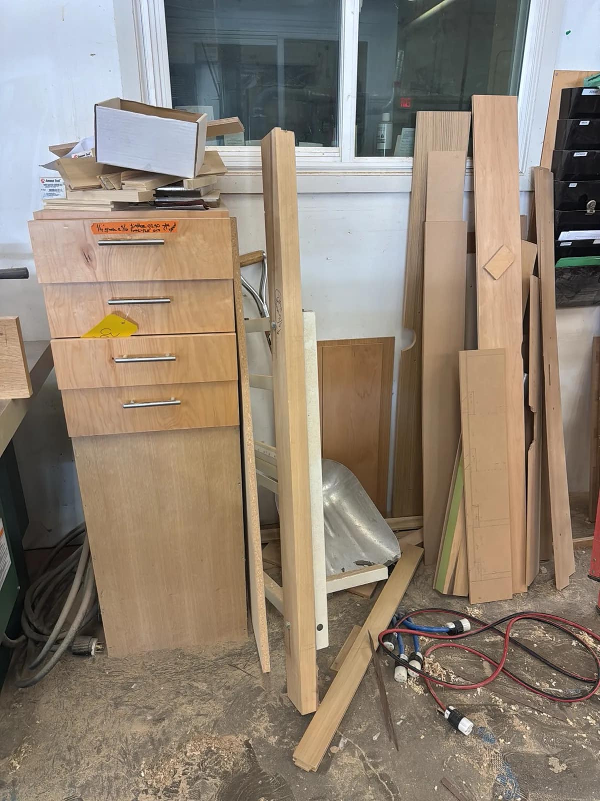 Wood Cabinet with Contents And Wood Pieces, photo 1 of 11