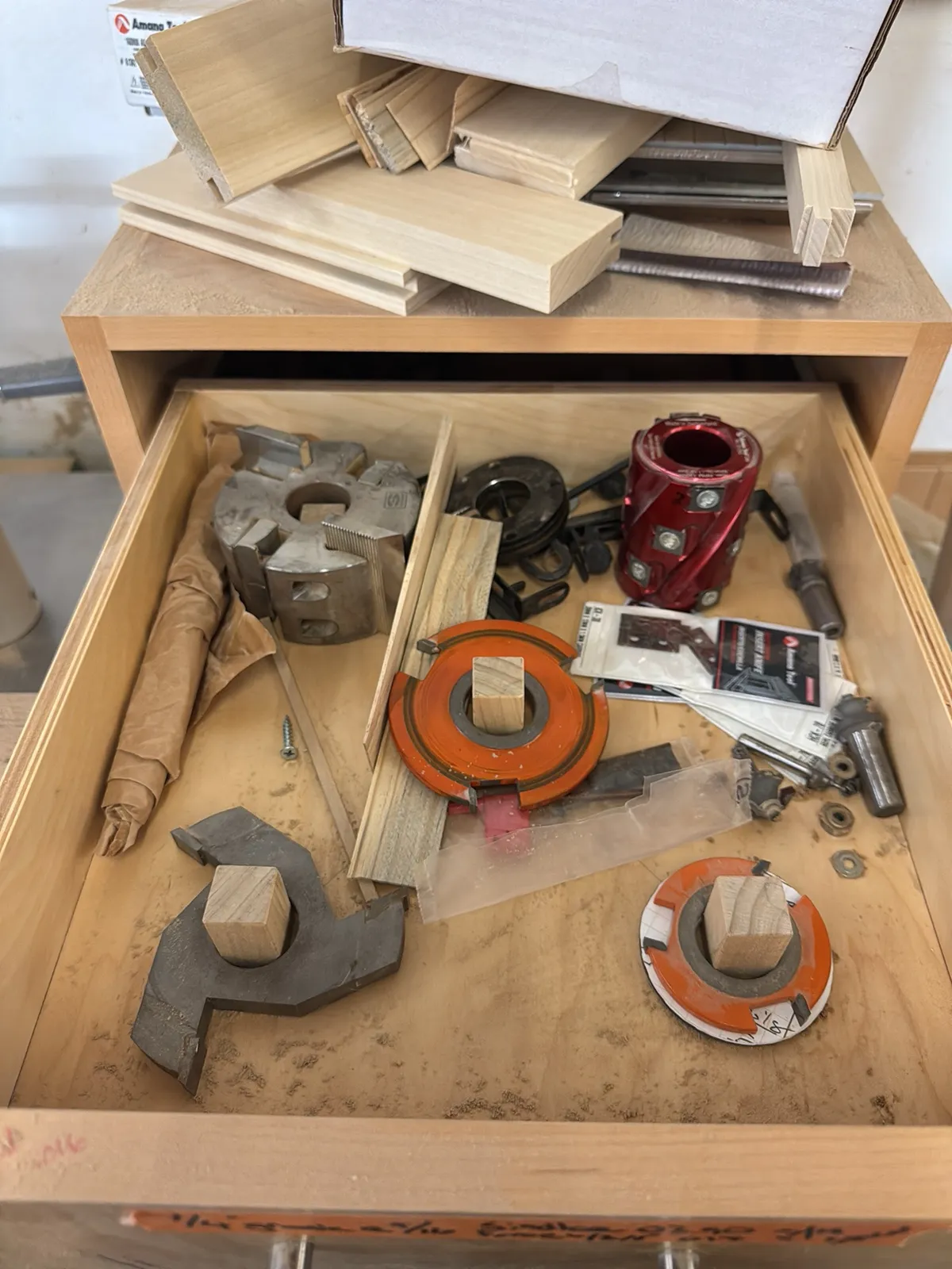 Wood Cabinet with Contents And Wood Pieces, photo 3 of 11