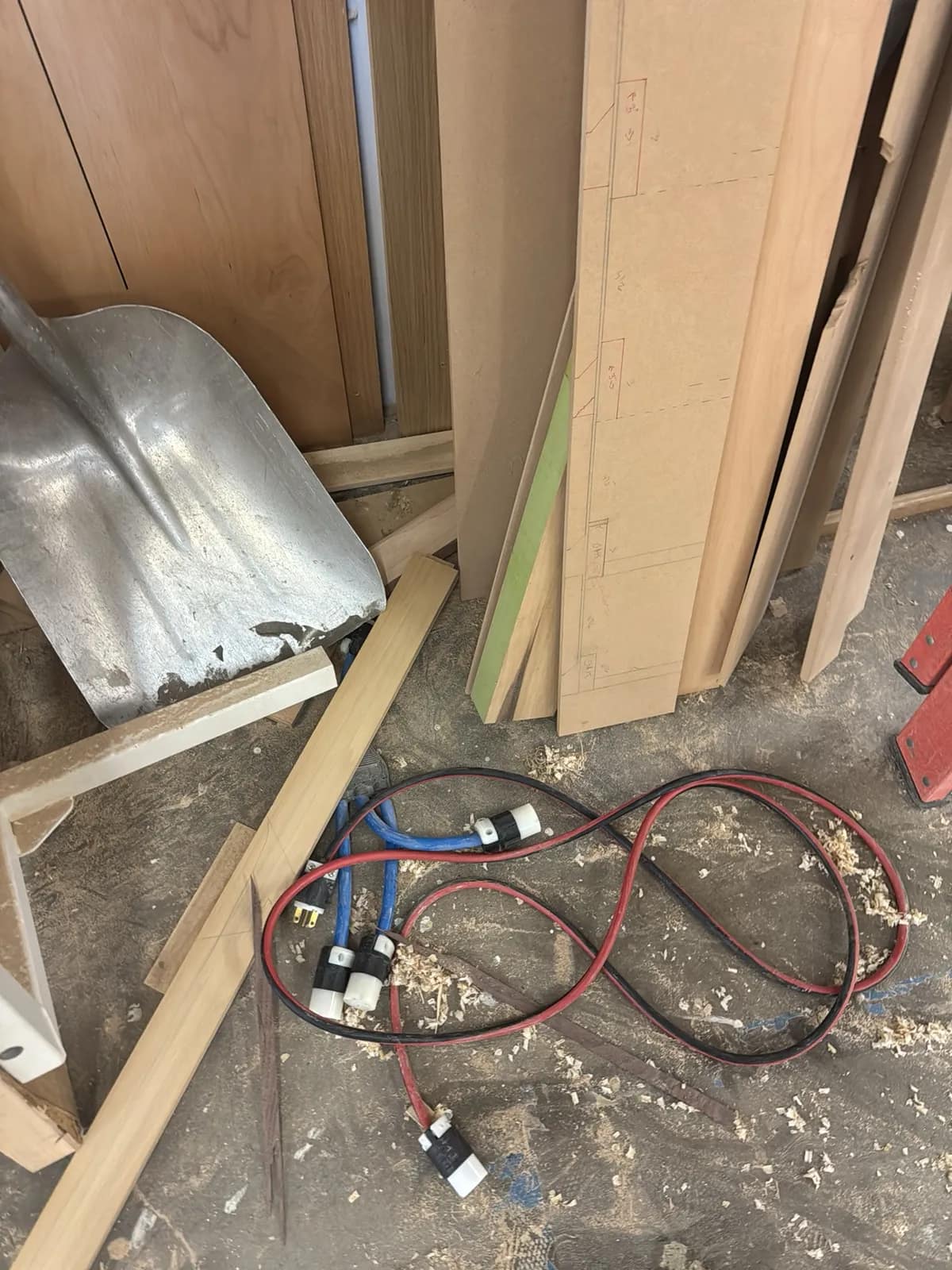 Wood Cabinet with Contents And Wood Pieces, photo 9 of 11