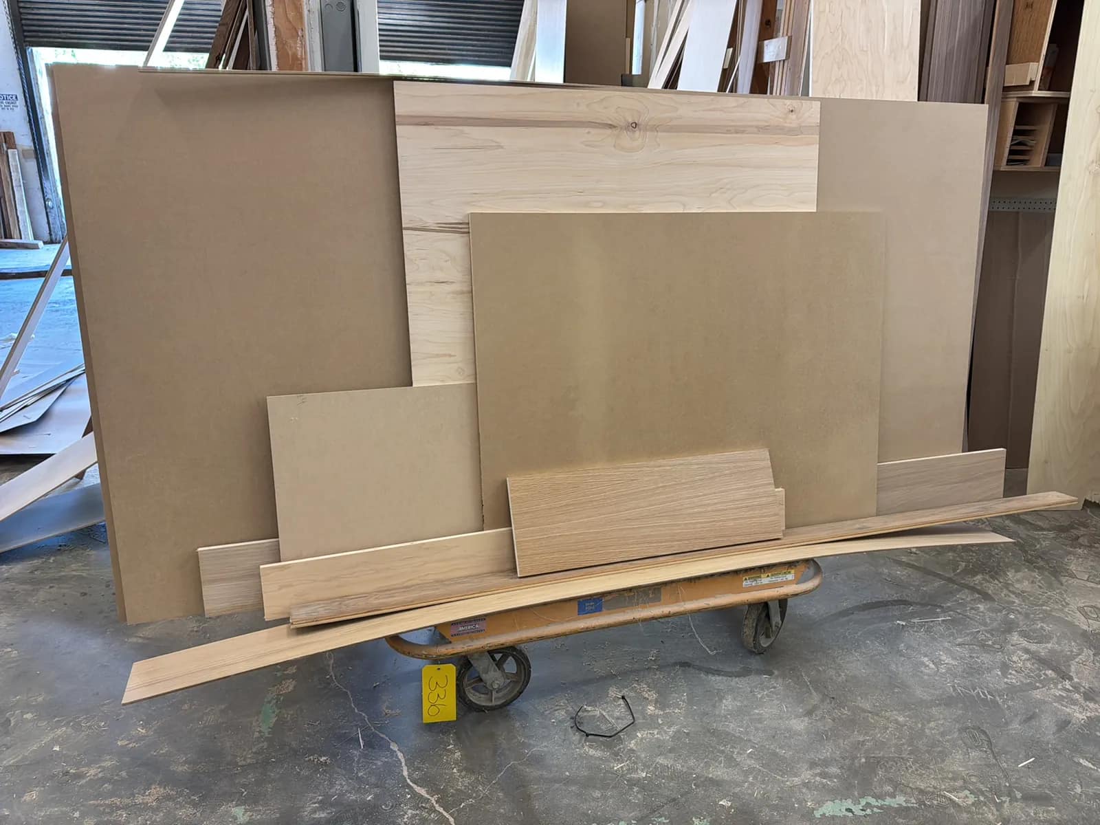 Shop Cart And Contents: Wood Sheets, photo 1 of 8