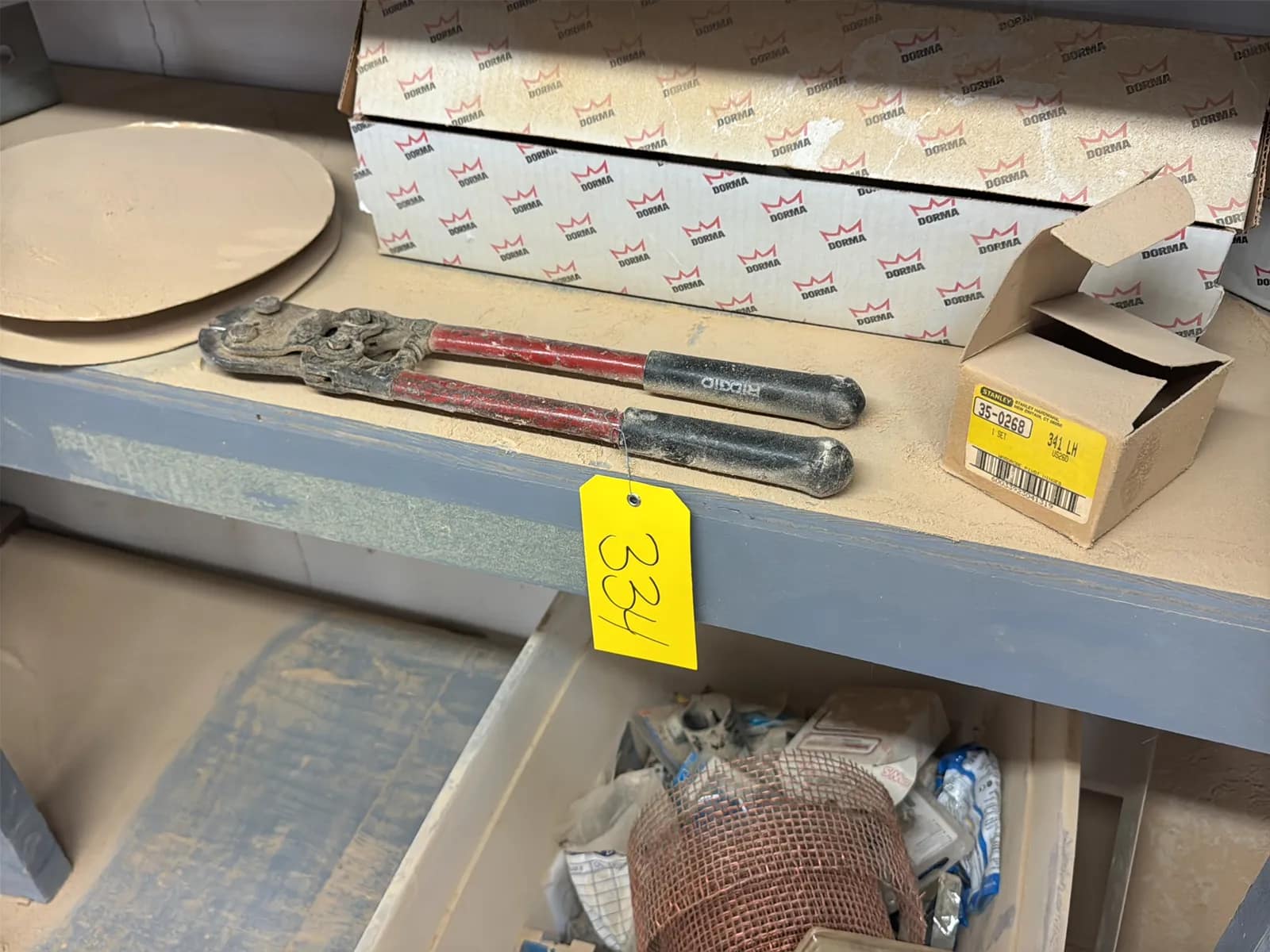 Contents Of Shelves: Cabinet Hardware, Tools, Hardware, Casters, Wire Mesh, Pivot Hinges, And More, photo 10 of 28