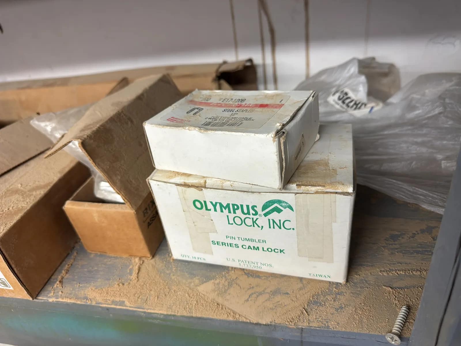 Contents Of Shelves: Cabinet Hardware, Tools, Hardware, Casters, Wire Mesh, Pivot Hinges, And More, photo 5 of 28
