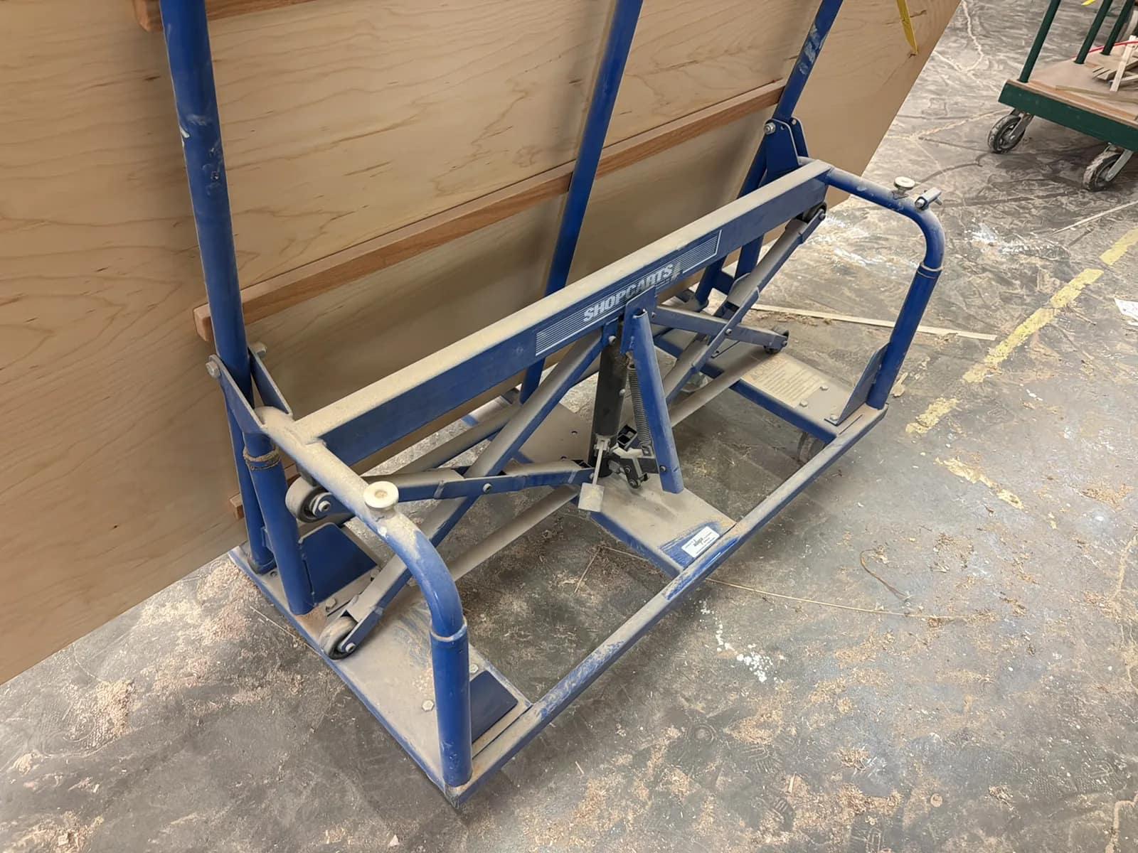 Tilting/Lifting Shop Cart And Contents: 4'x8’ Wood Sheets, photo 2 of 10