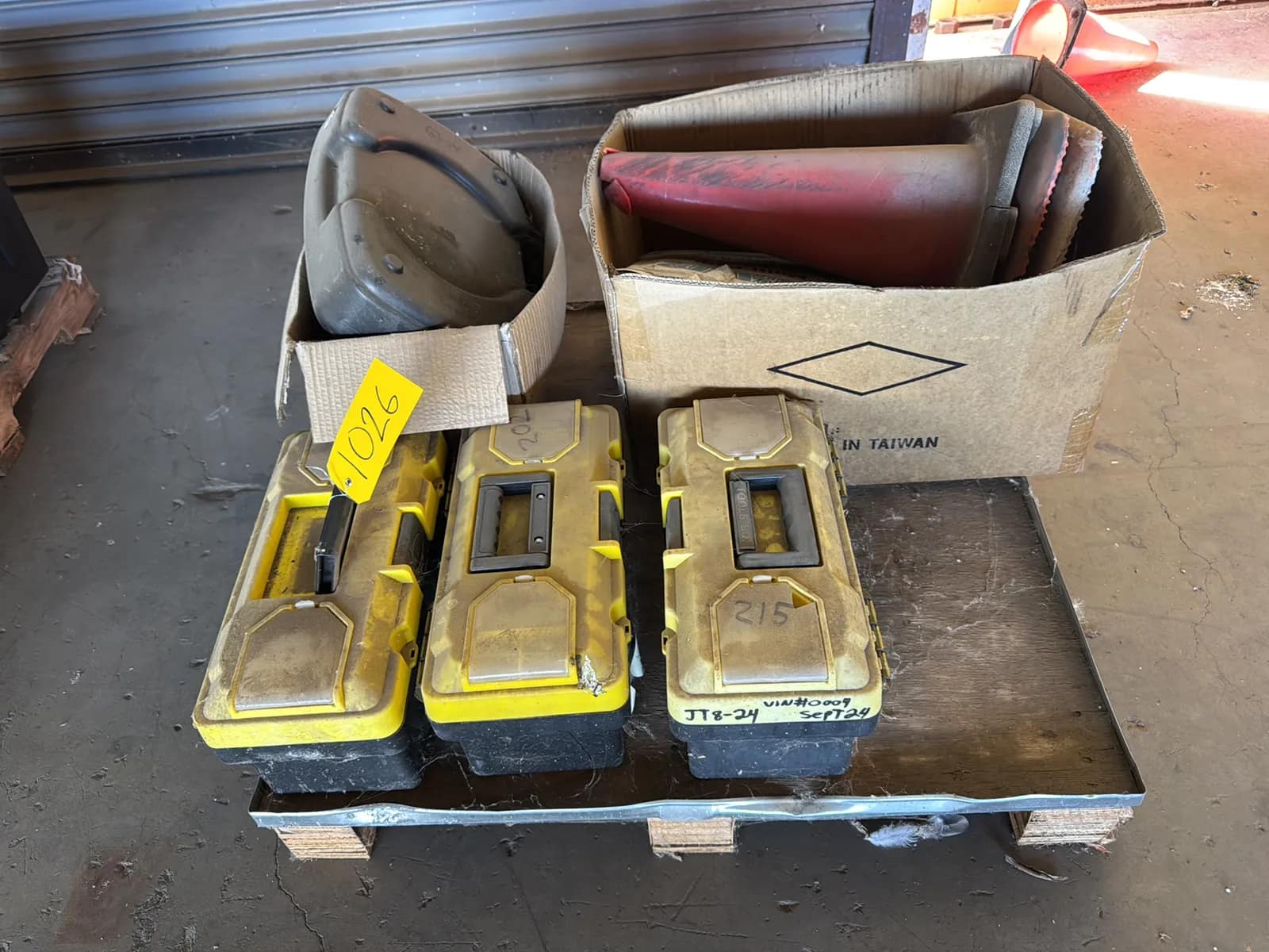 pallet-of-assorted-toolboxes-cones-oil-catch-can-and-more-muh93i3x