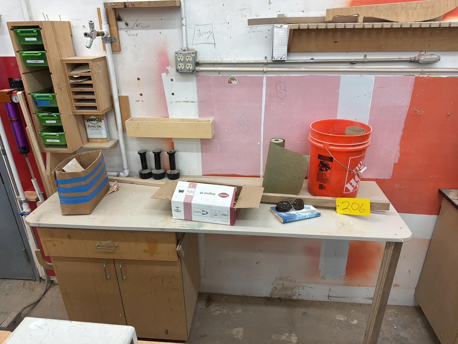 Wall Mounted Countertop With Cabinet And Contents, photo 1 of 11
