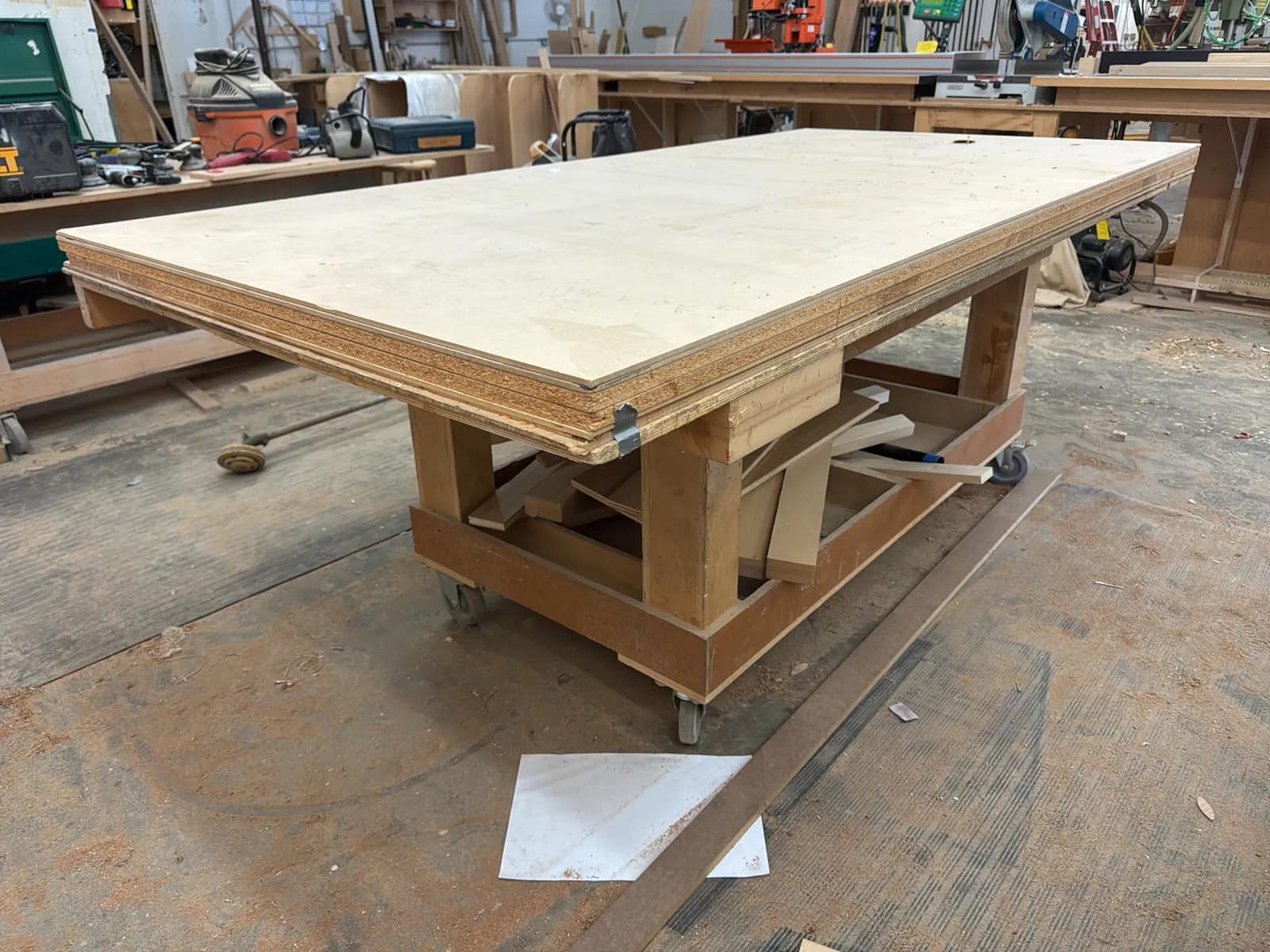 Custom Rolling Shop Table With Contents: Assorted Wood (Vise Not Included), photo 7 of 8