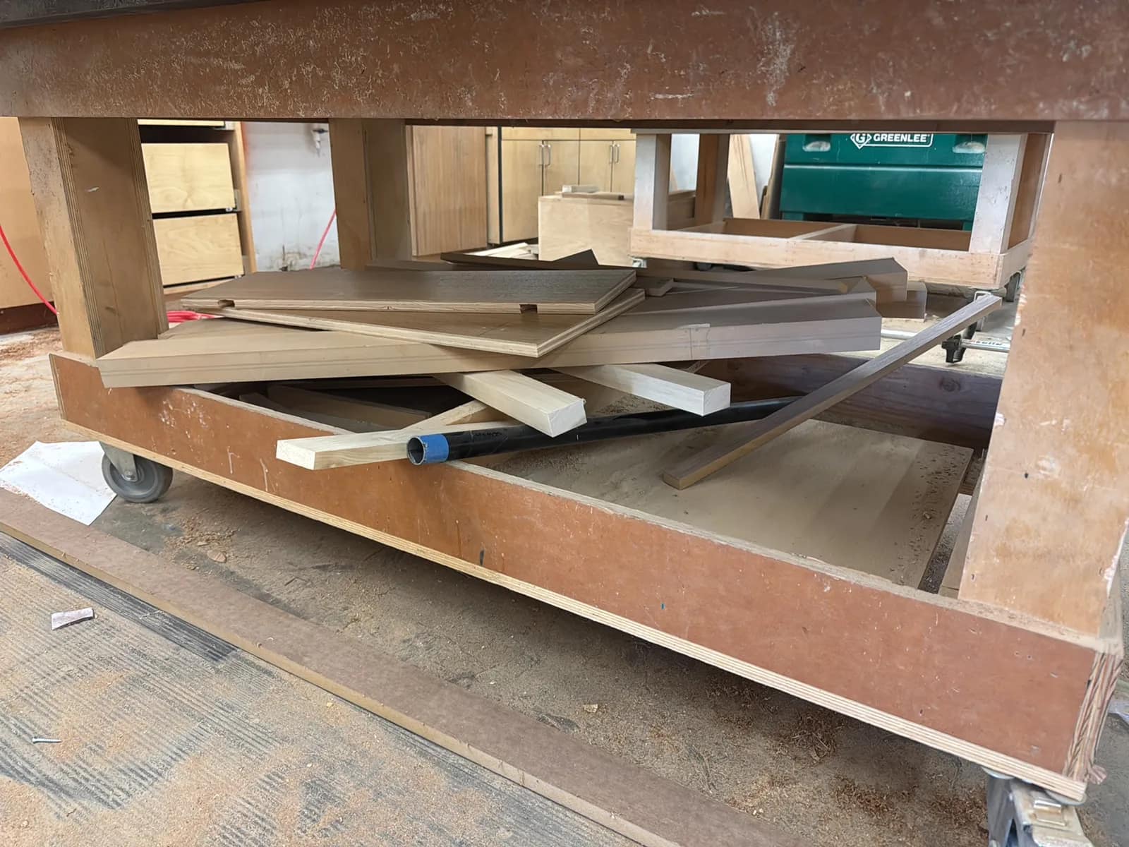 Custom Rolling Shop Table With Contents: Assorted Wood (Vise Not Included), photo 6 of 8