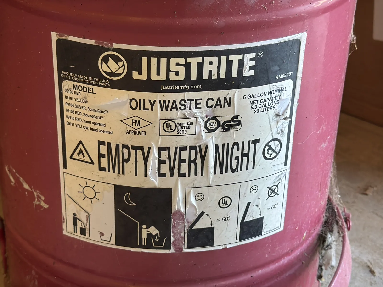 Justrite Oily Waste Can With Table, photo 3 of 6