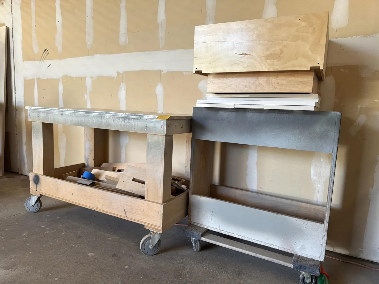 Custom Rolling Shop Cart And Cabinet With Assorted Wood, photo 3 of 9