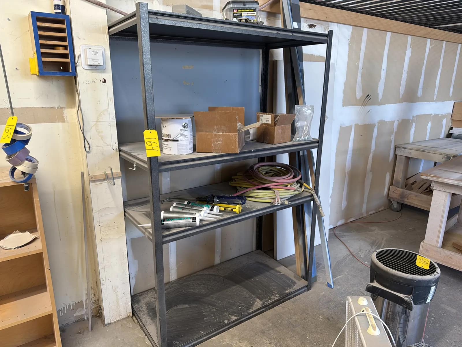 Adjustable Metal Shelving Unit With Contents: Dymonic FC, Air Hose, Hardware And More, photo 1 of 8