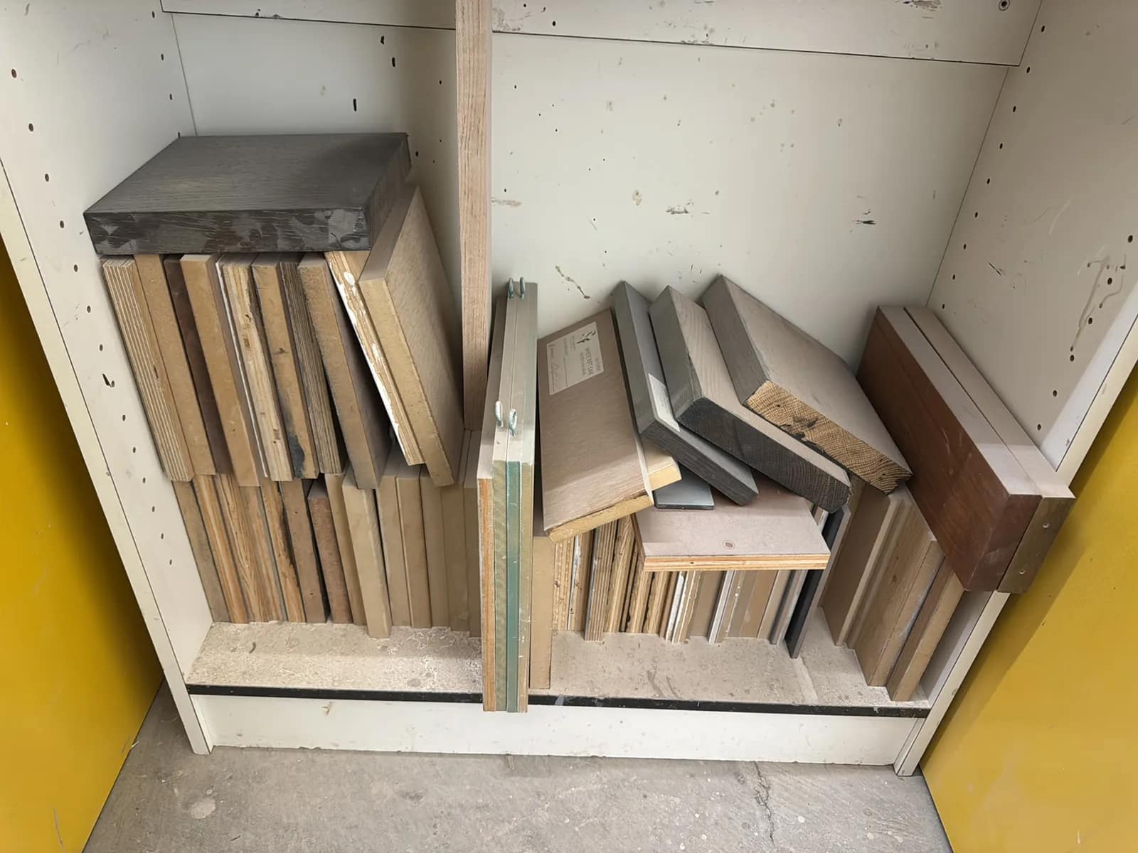 Wood Shelving Unit With Contents: Assorted Woodworking Chemicals, Paints And More, photo 7 of 7