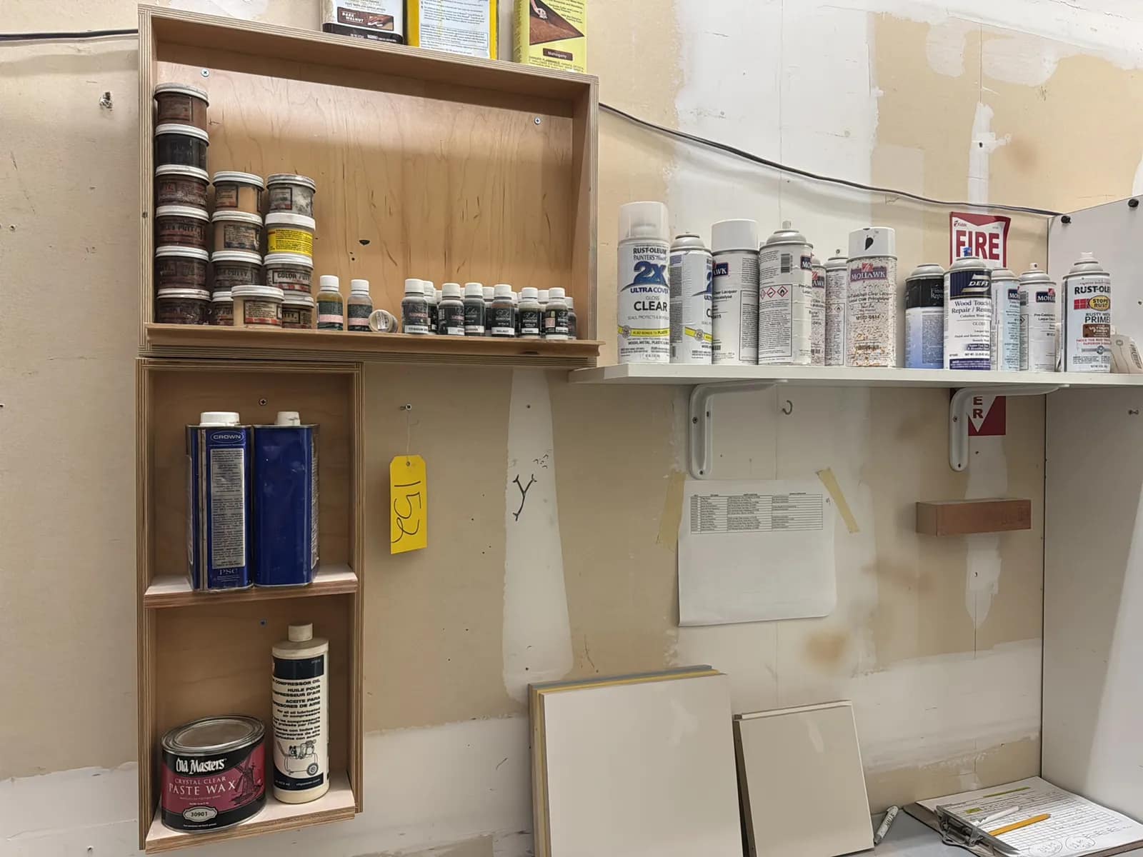 Wall Mounted Shelves With Assorted Woodworking Supplies, photo 1 of 7