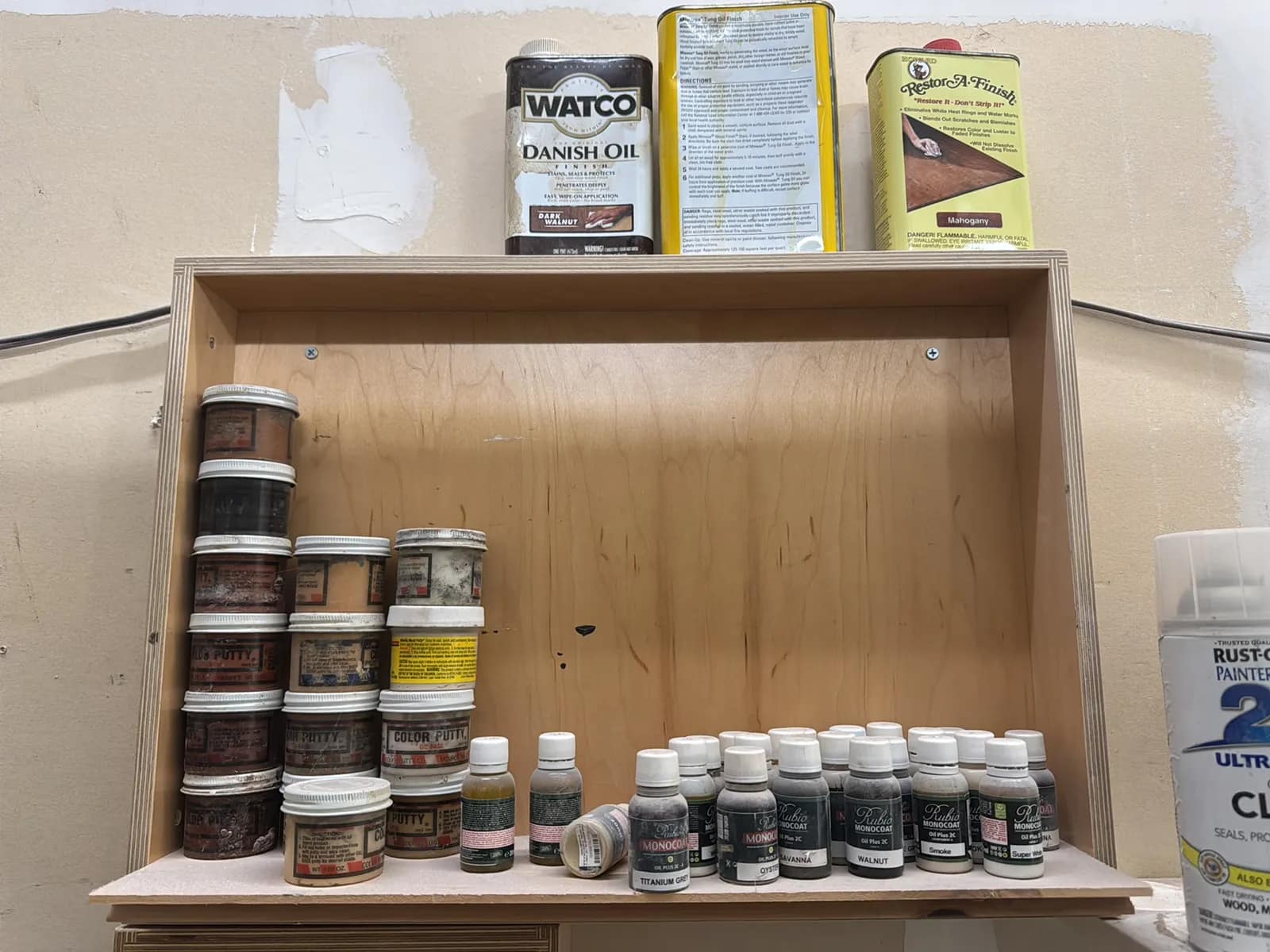 Wall Mounted Shelves With Assorted Woodworking Supplies, photo 2 of 7