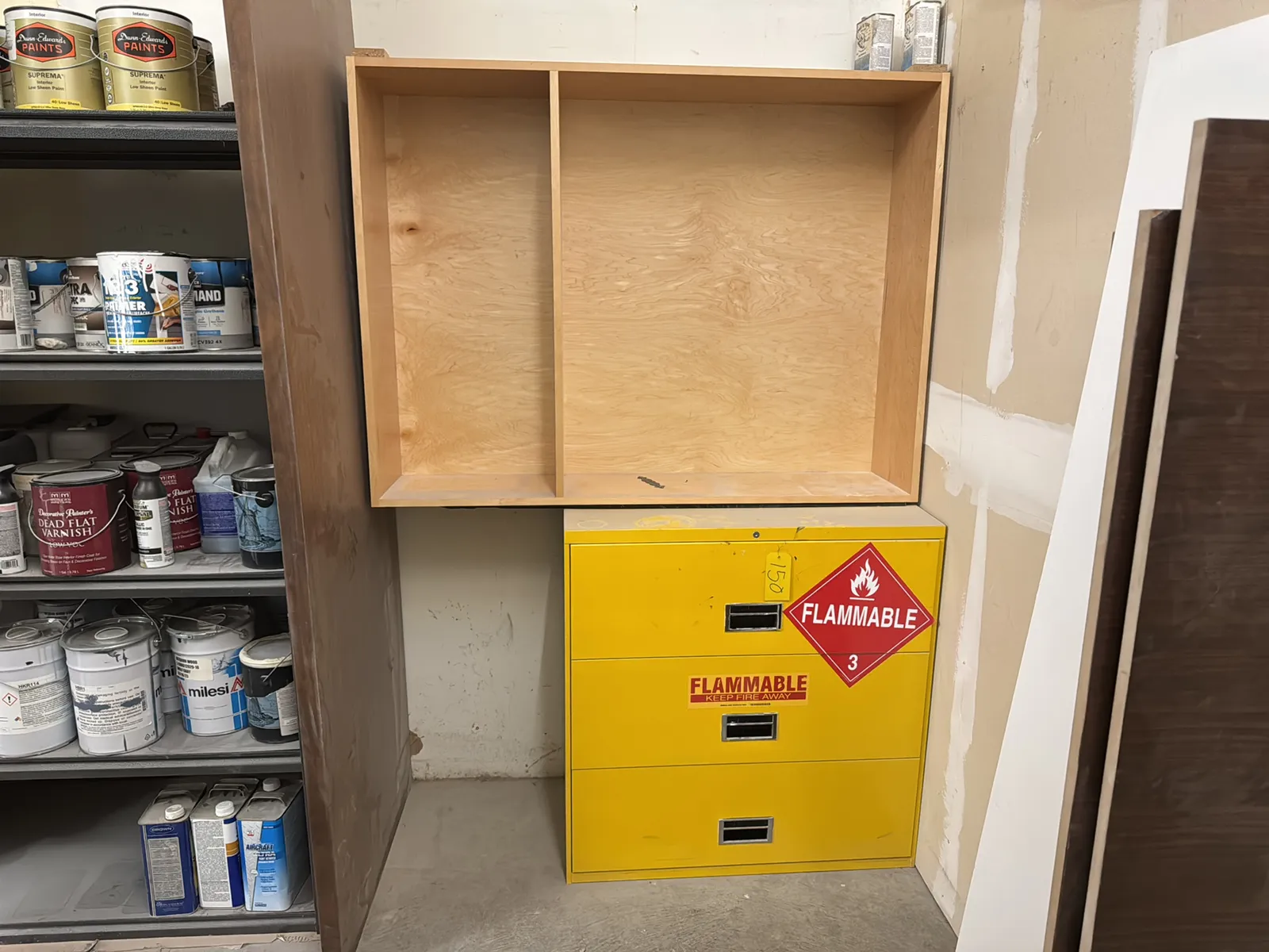 Steel Cabinet With Contents (Assorted Stains) And Wood Cabinet, photo 1 of 13