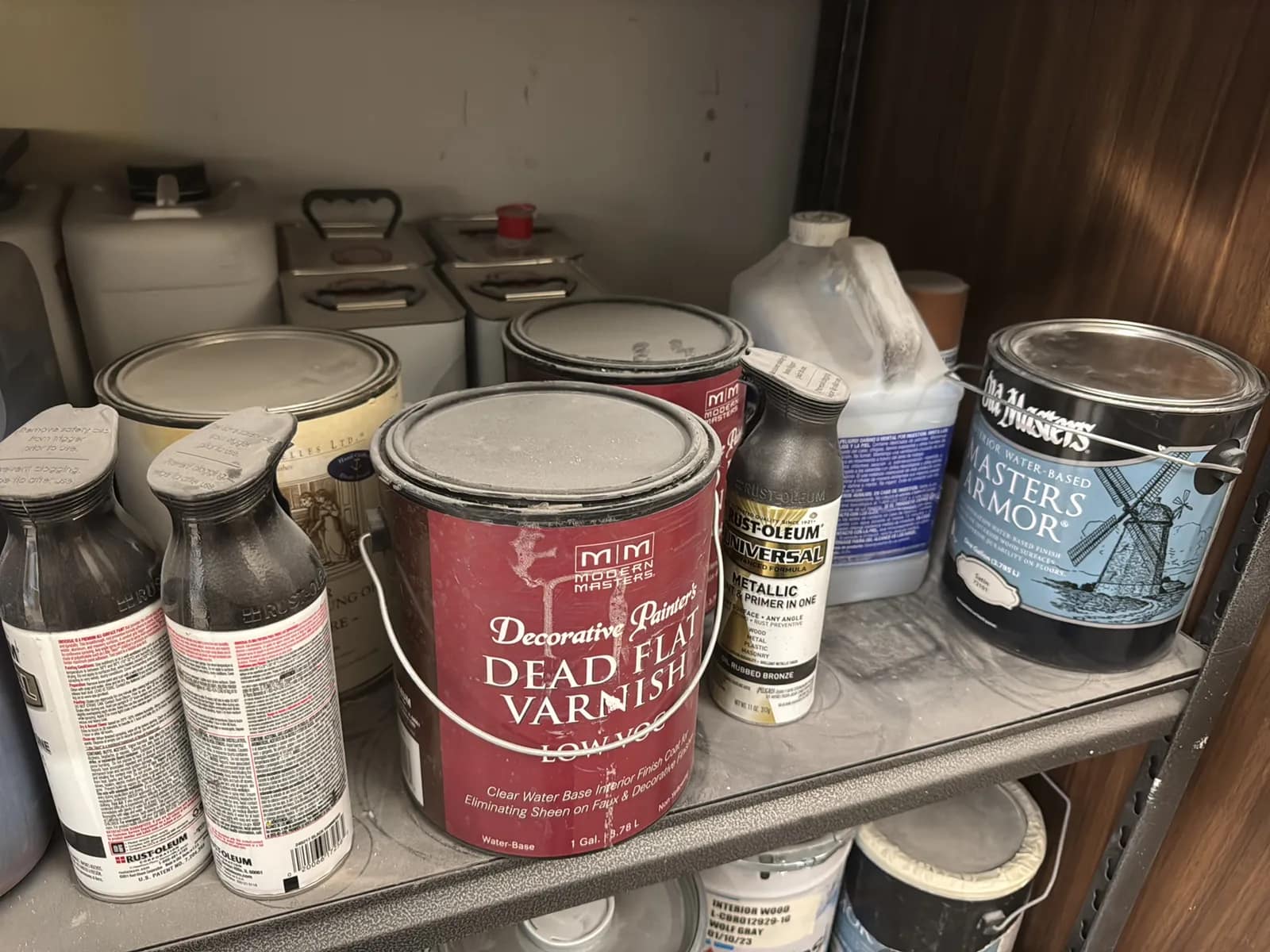 Steel Adjustable Shelving Unit With Contents: Paint, Varnish, Assorted Chemicals And More, photo 10 of 14