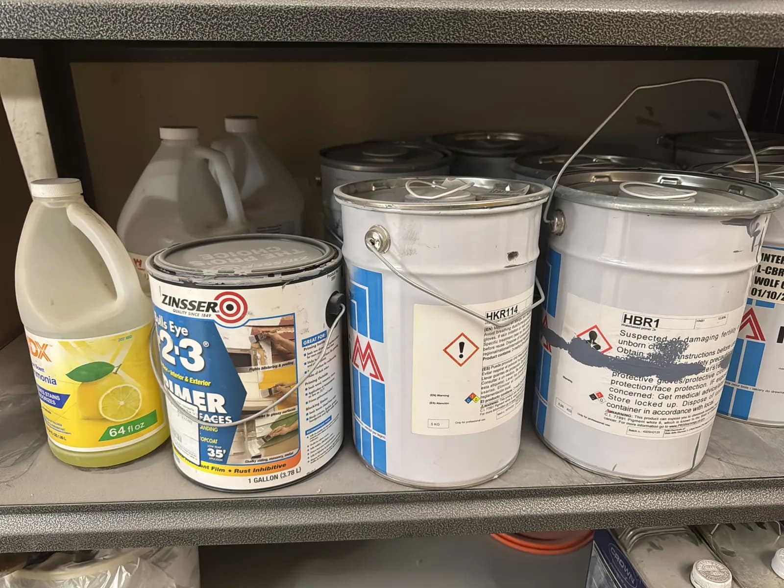 Steel Adjustable Shelving Unit With Contents: Paint, Varnish, Assorted Chemicals And More, photo 12 of 14
