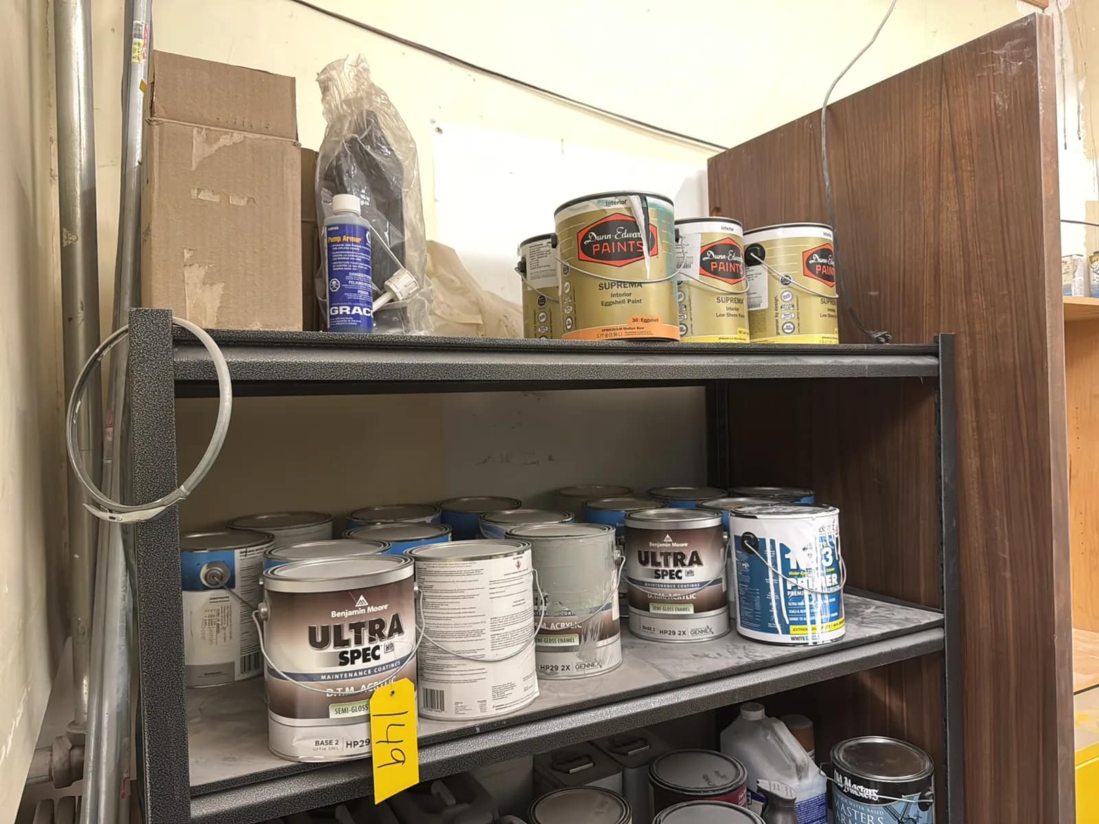 Steel Adjustable Shelving Unit With Contents: Paint, Varnish, Assorted Chemicals And More, photo 2 of 14