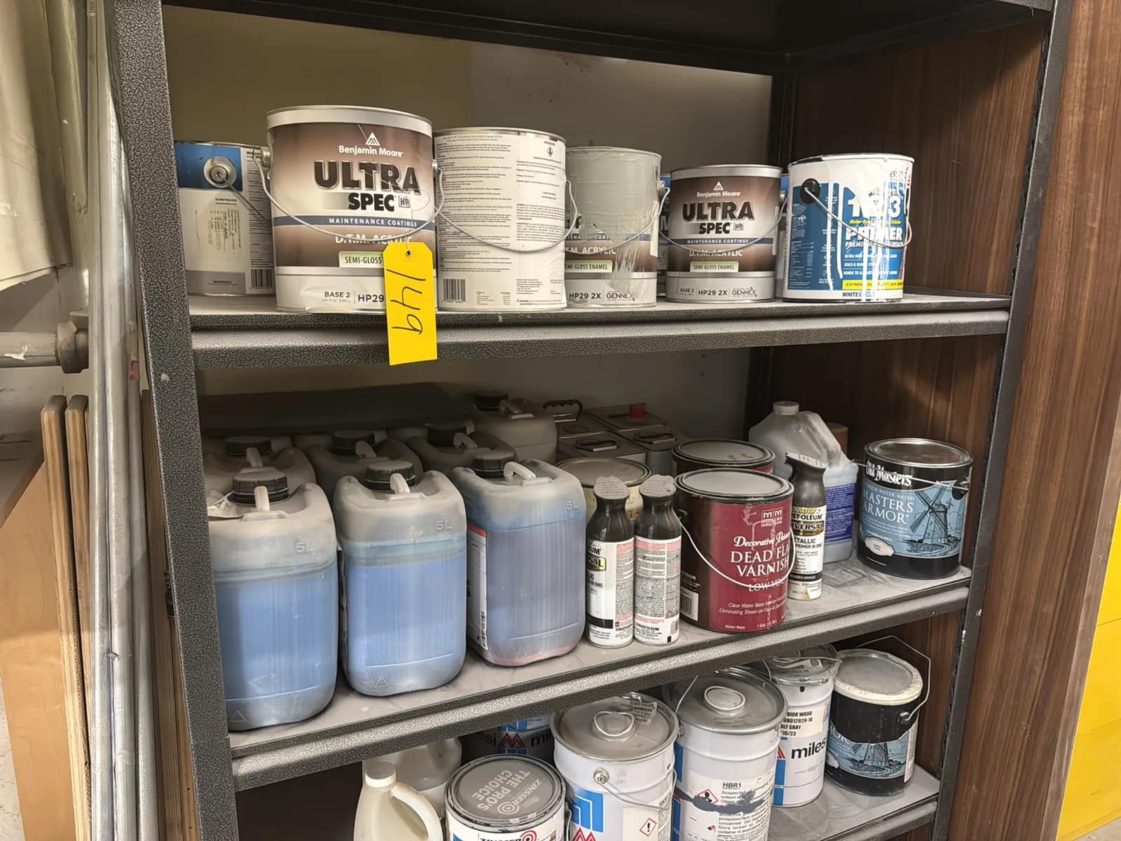 Steel Adjustable Shelving Unit With Contents: Paint, Varnish, Assorted Chemicals And More, photo 3 of 14