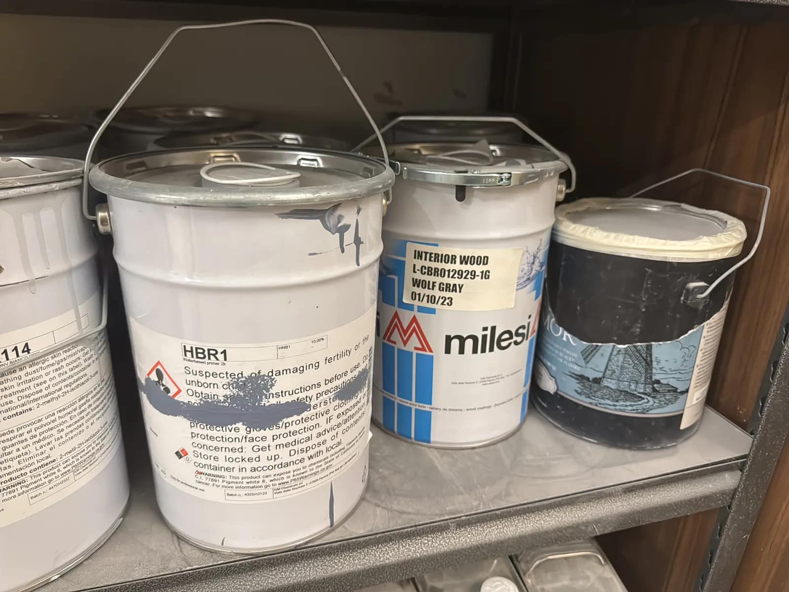 Steel Adjustable Shelving Unit With Contents: Paint, Varnish, Assorted Chemicals And More, photo 11 of 14