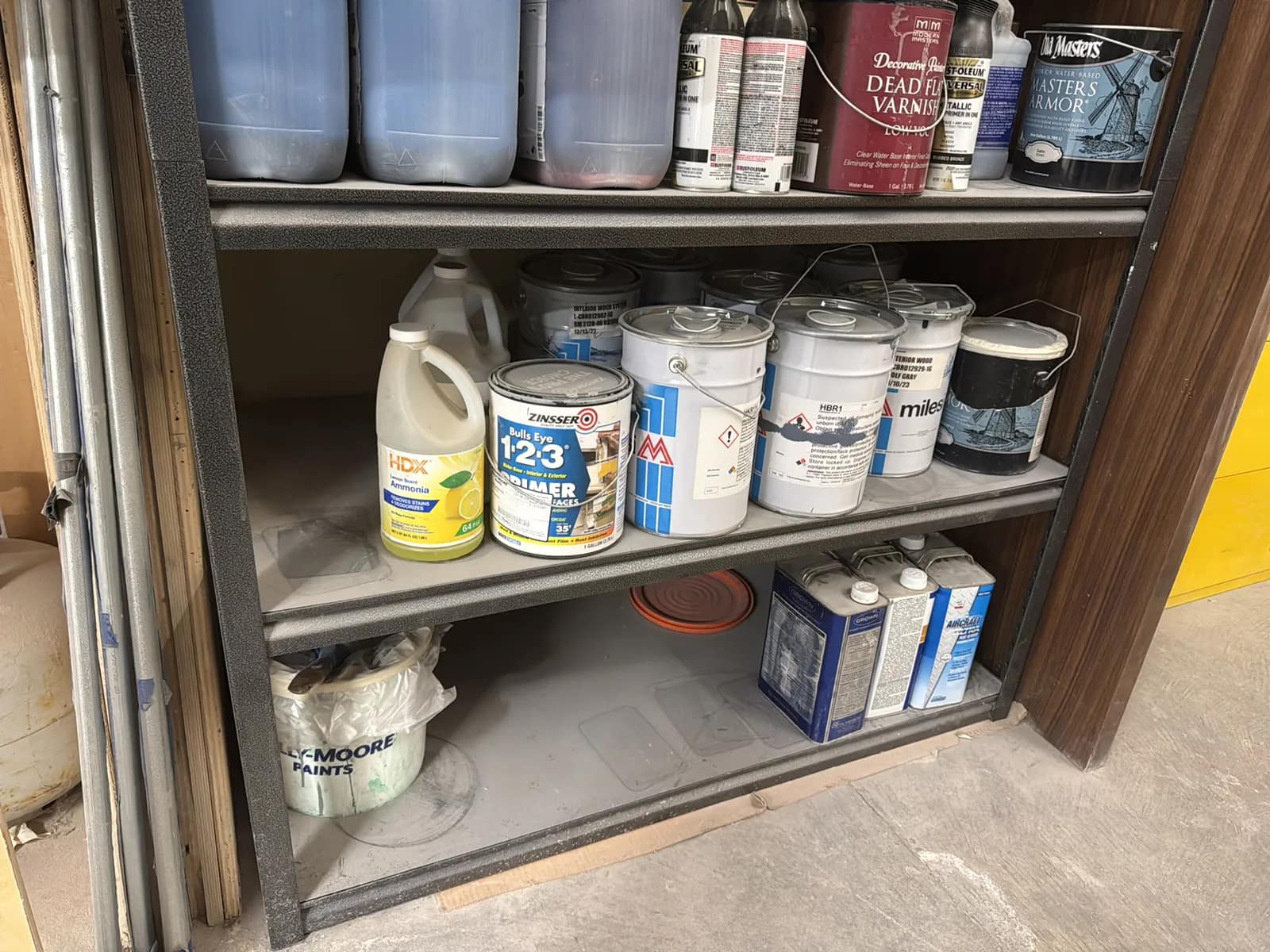 Steel Adjustable Shelving Unit With Contents: Paint, Varnish, Assorted Chemicals And More, photo 4 of 14