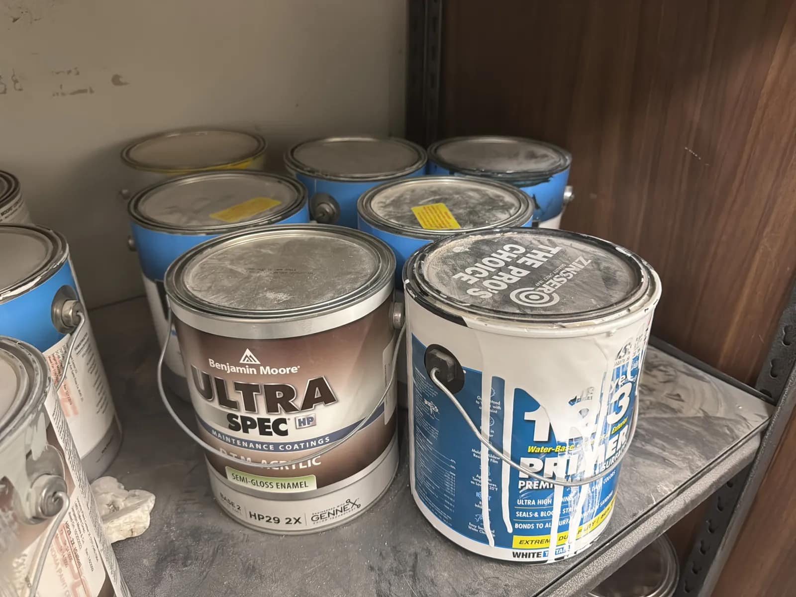 Steel Adjustable Shelving Unit With Contents: Paint, Varnish, Assorted Chemicals And More, photo 6 of 14