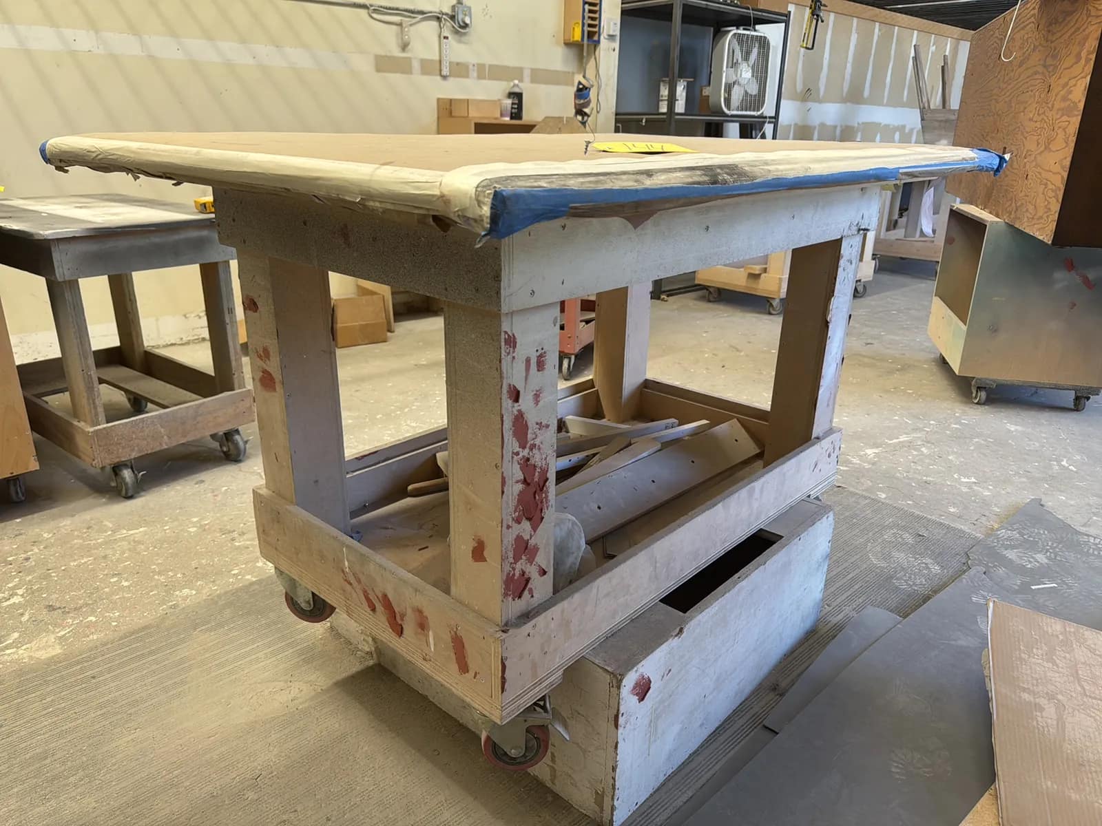 Custom Rolling Shop Table With Contents: Assorted Wood, photo 5 of 8