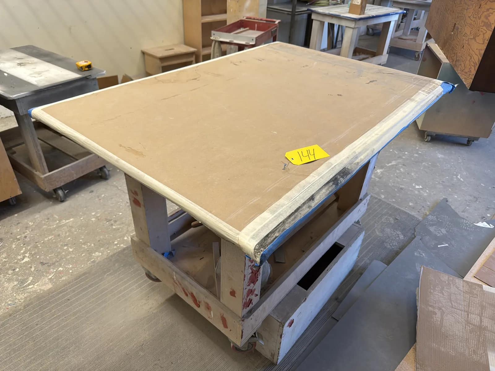 Custom Rolling Shop Table With Contents: Assorted Wood, photo 4 of 8