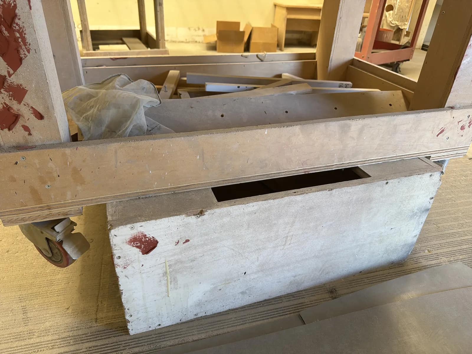Custom Rolling Shop Table With Contents: Assorted Wood, photo 7 of 8