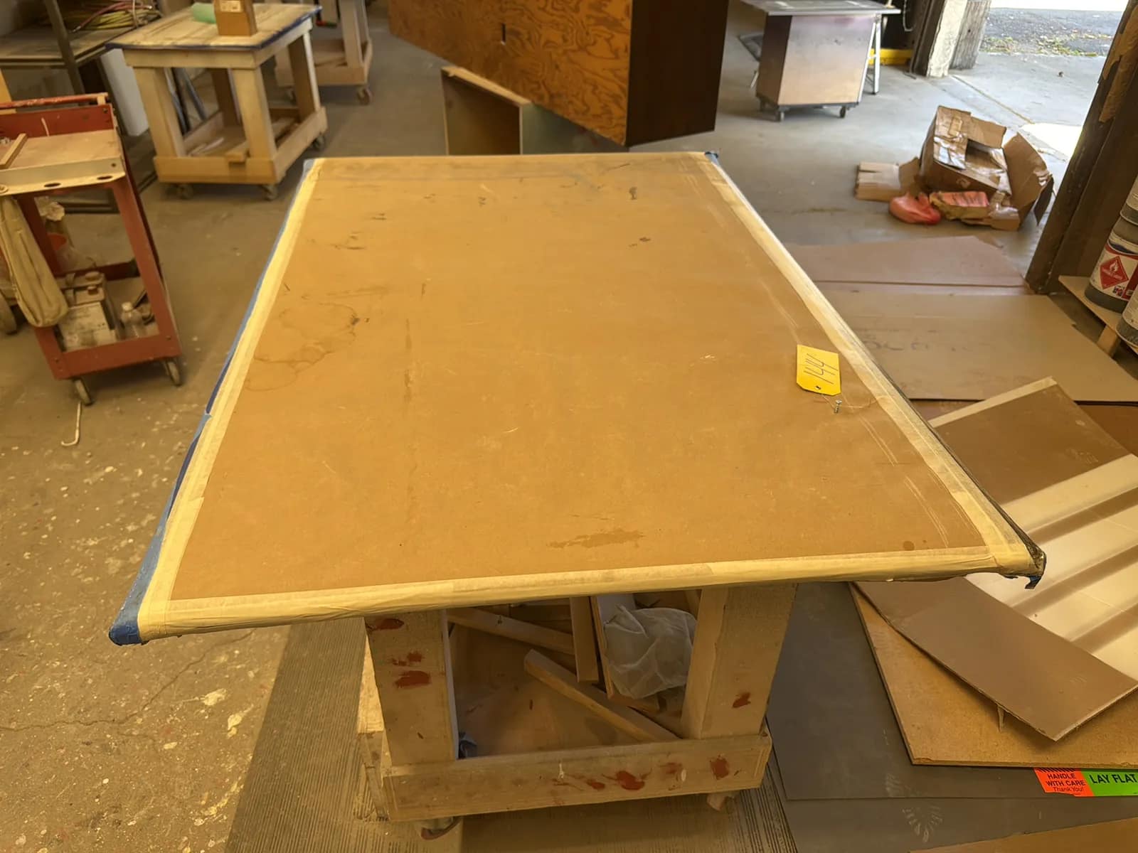 Custom Rolling Shop Table With Contents: Assorted Wood, photo 3 of 8