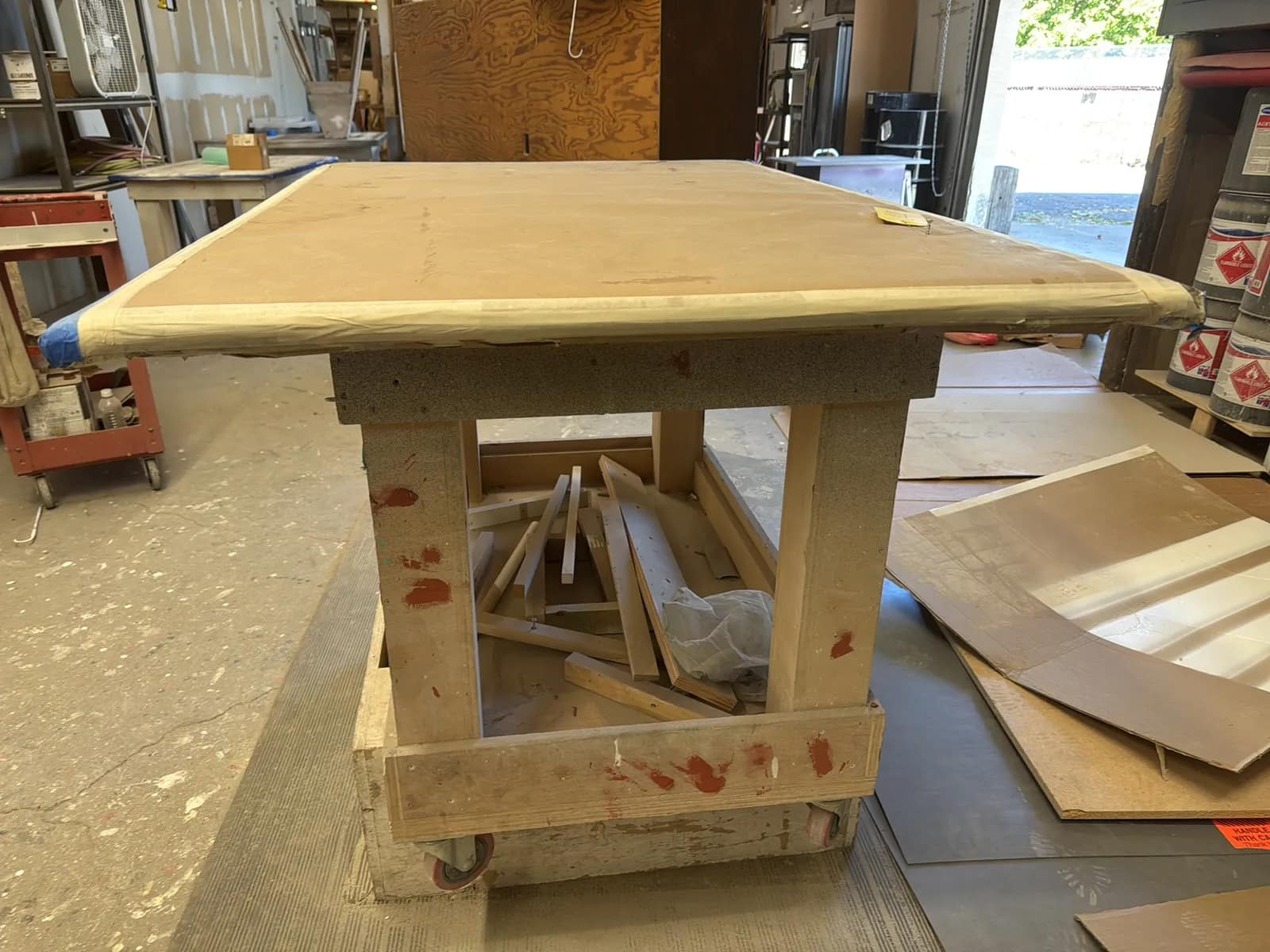 Custom Rolling Shop Table With Contents: Assorted Wood, photo 2 of 8