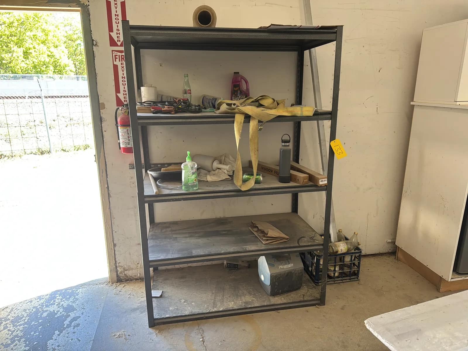 Steel Adjustable Shelving Unit With Contents: Tie Down Straps, Cooler And More, photo 2 of 9