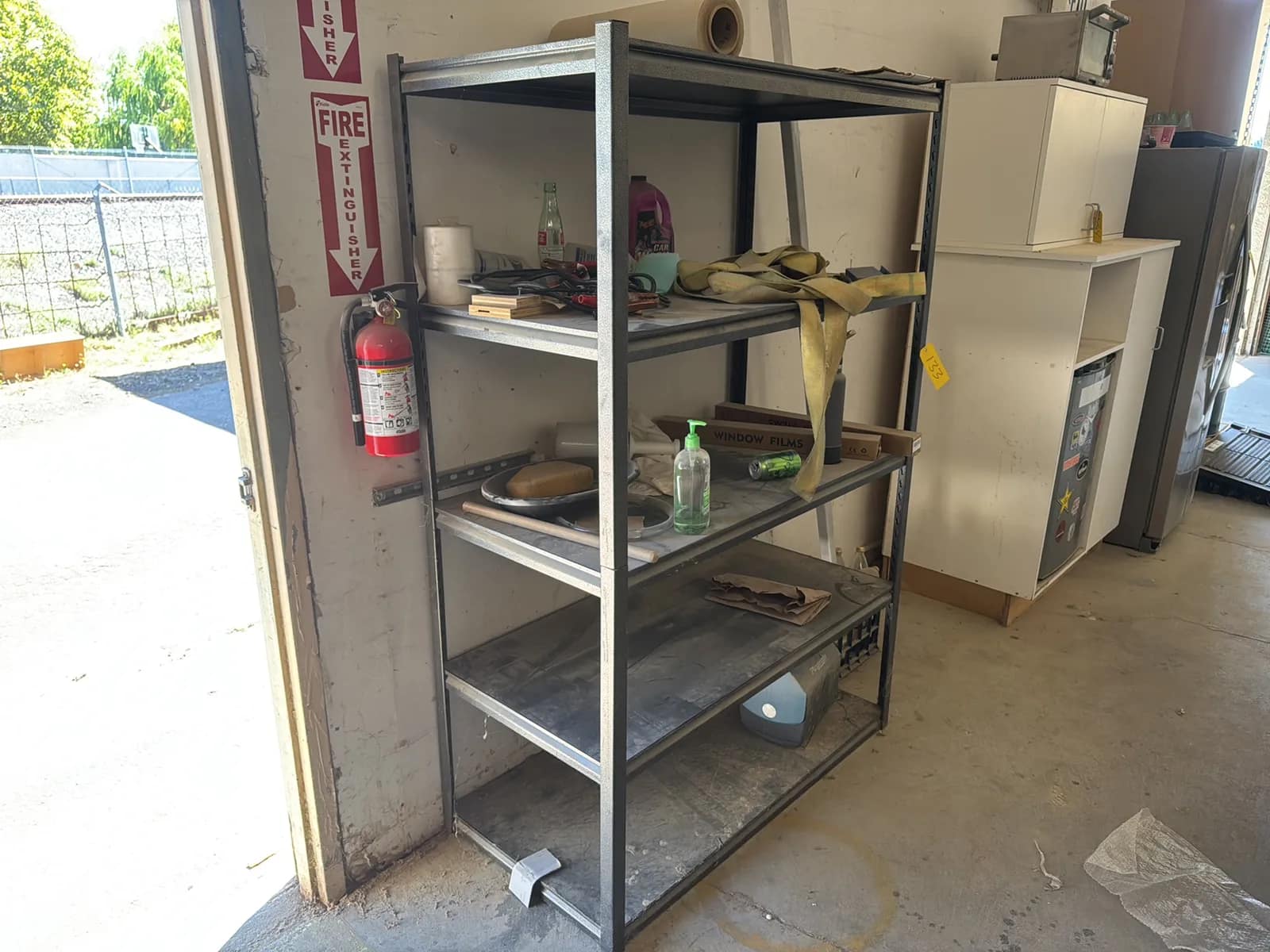 Steel Adjustable Shelving Unit With Contents: Tie Down Straps, Cooler And More, photo 1 of 9