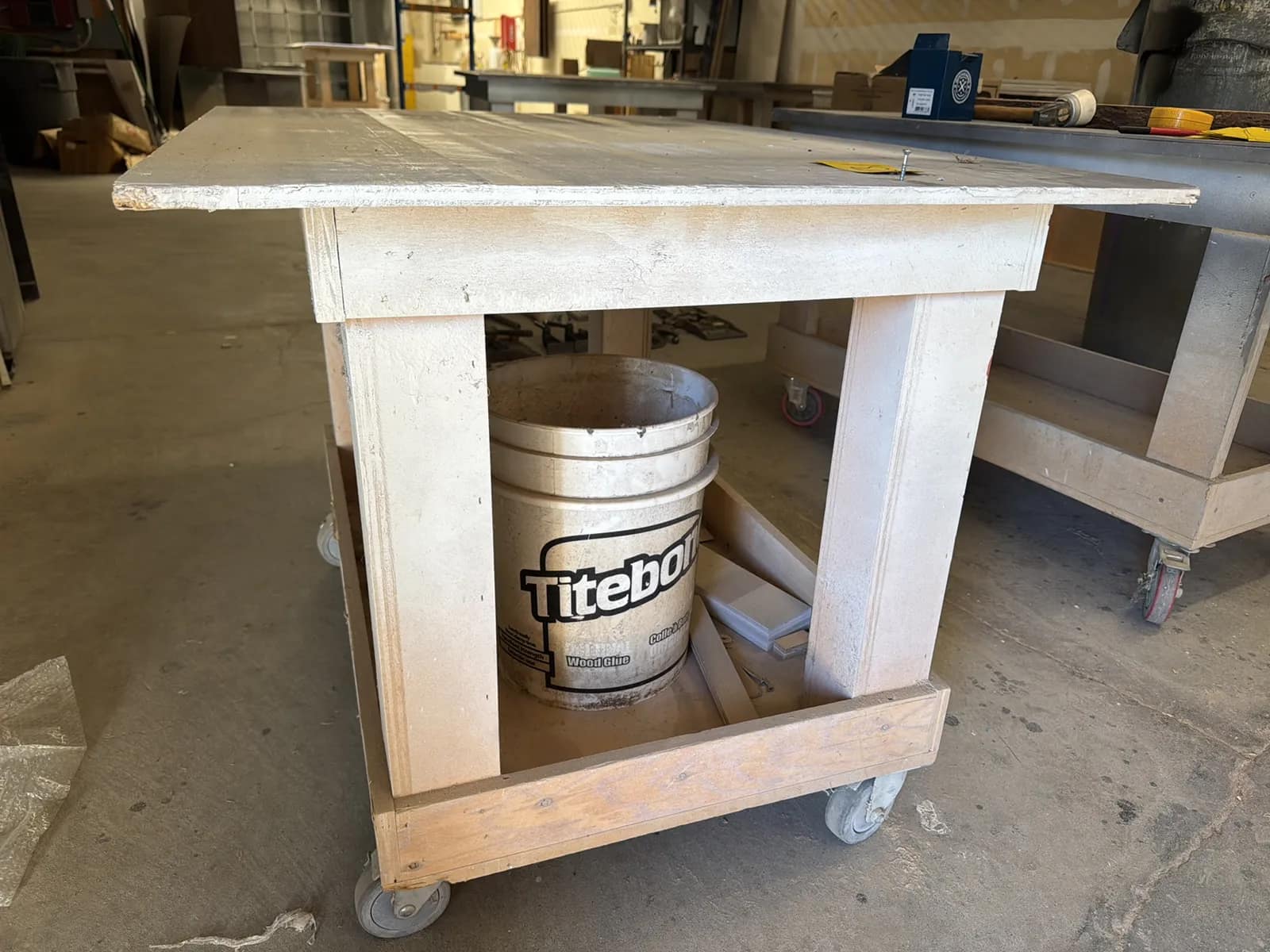 Custom Rolling Shop Table With Contents: Assorted Wood, Bucket And More, photo 4 of 6