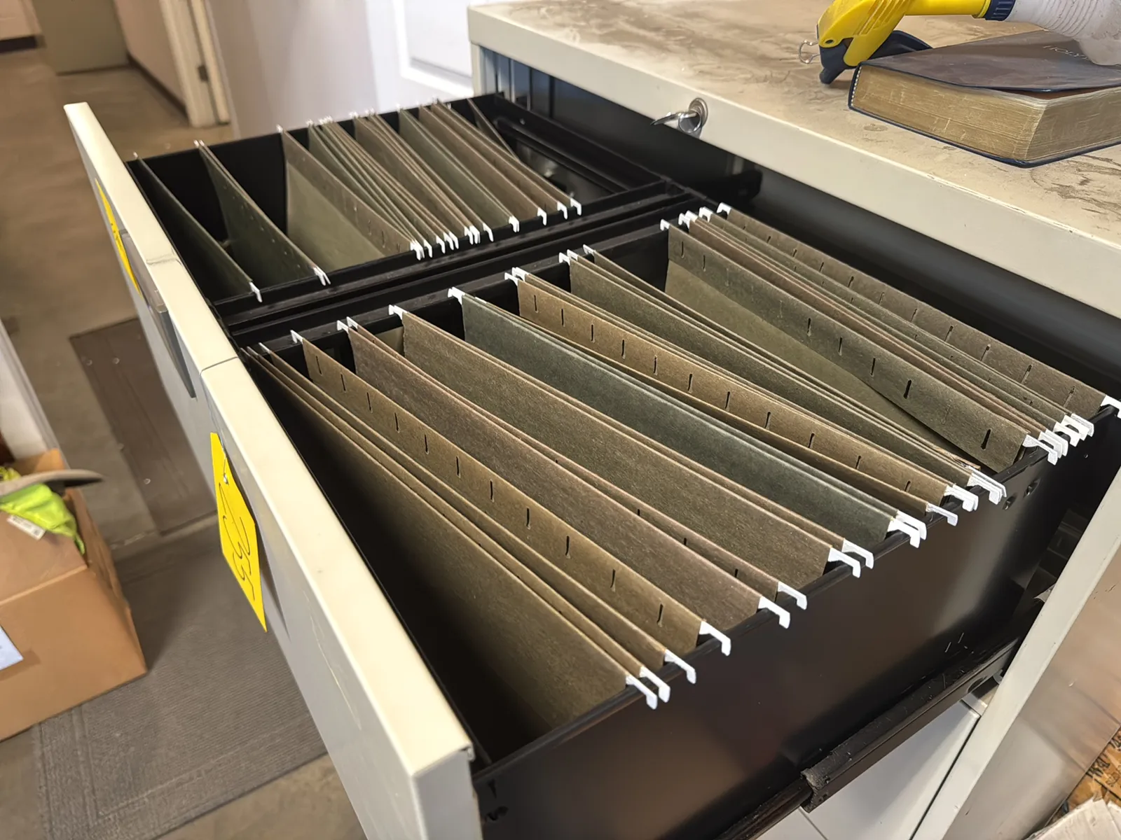 Metal Filing Cabinet With Contents: Empty Folders, photo 2 of 6