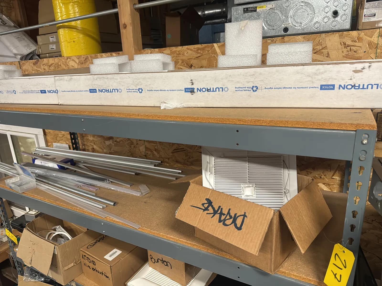 Contents Of Top (2) Shelves: Lutron 92” Horizontal Blinds, Assorted Trim And More, photo 6 of 6