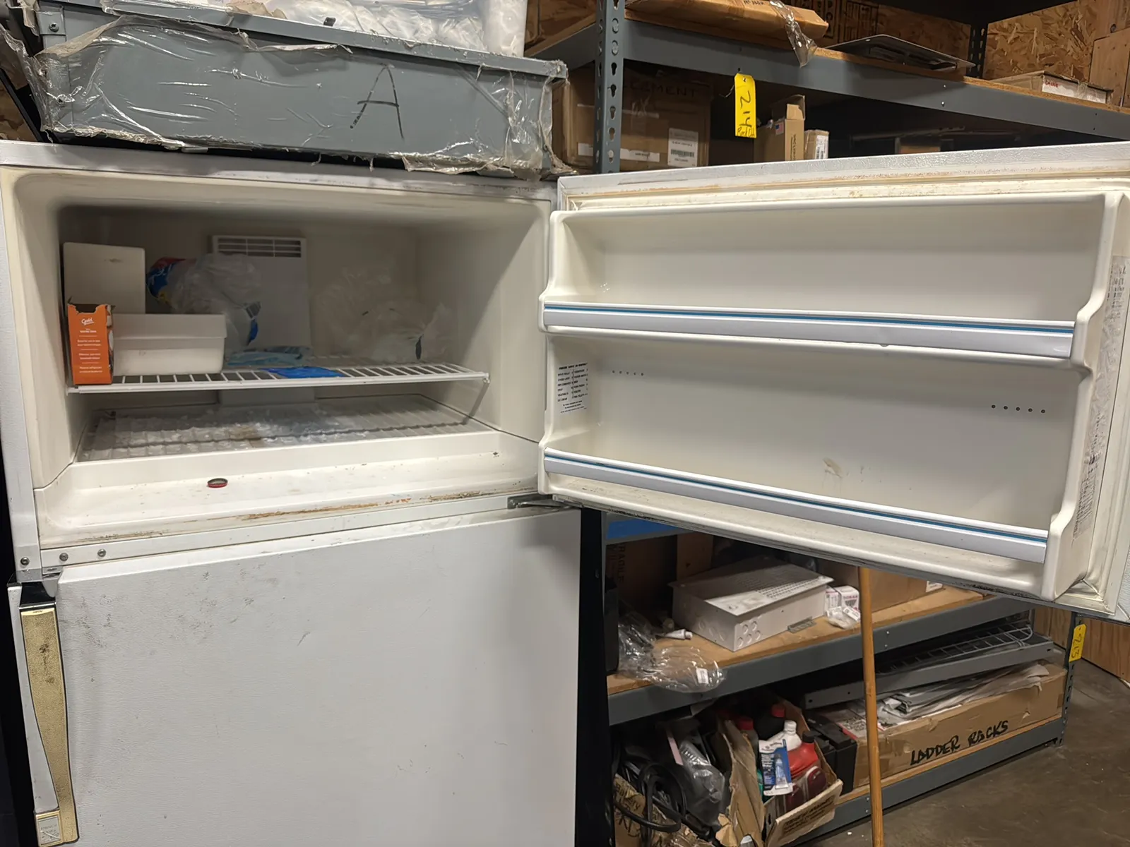 Montgomery Ward HMG711430 Refrigerator With Contents On And Inside: Electrical Boxes, Track Lighting And More, photo 3 of 9