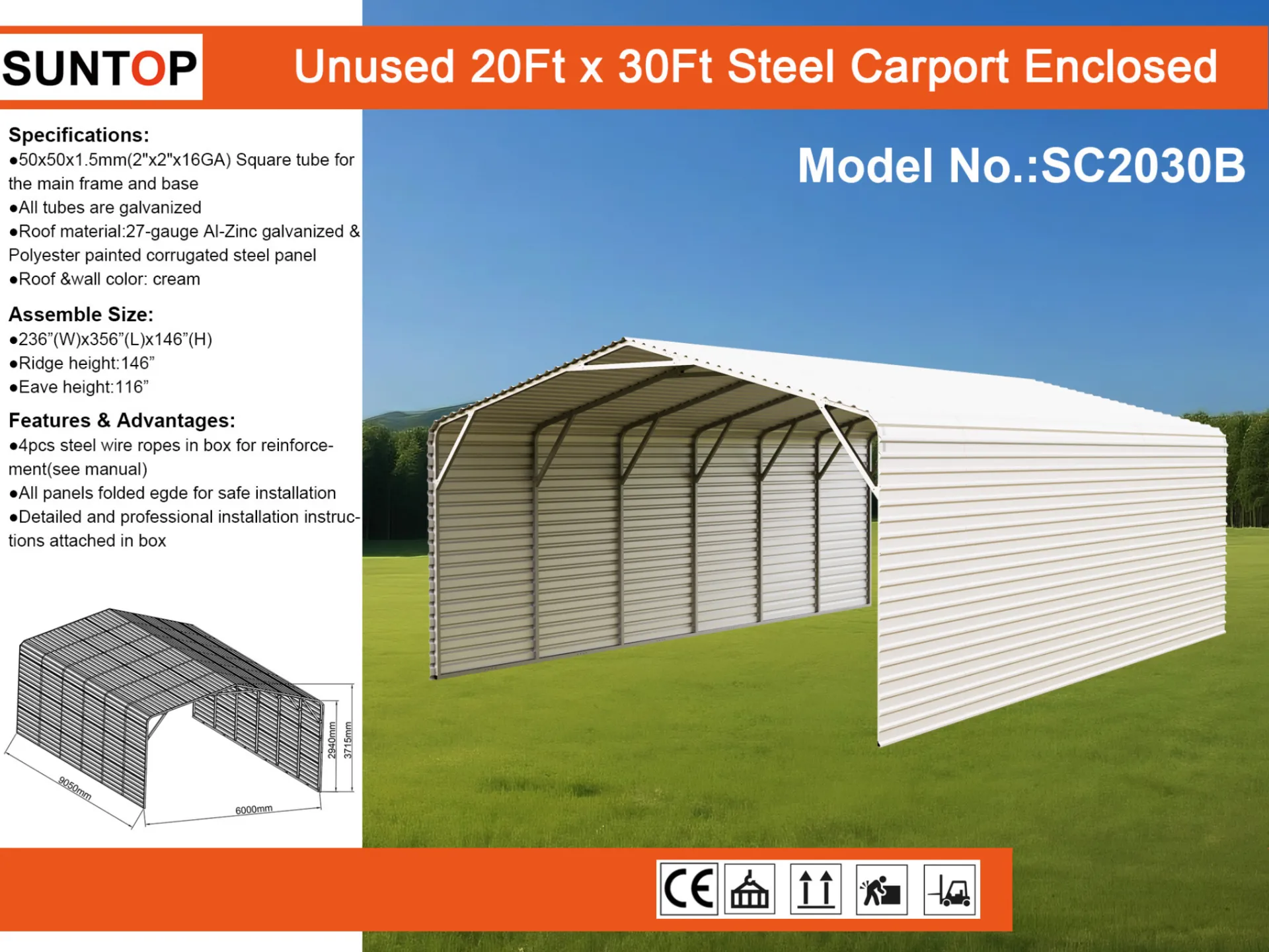 2026-suntop-sc2030b-20x30-steel-enclosed-carport-unused-mu8l66y1