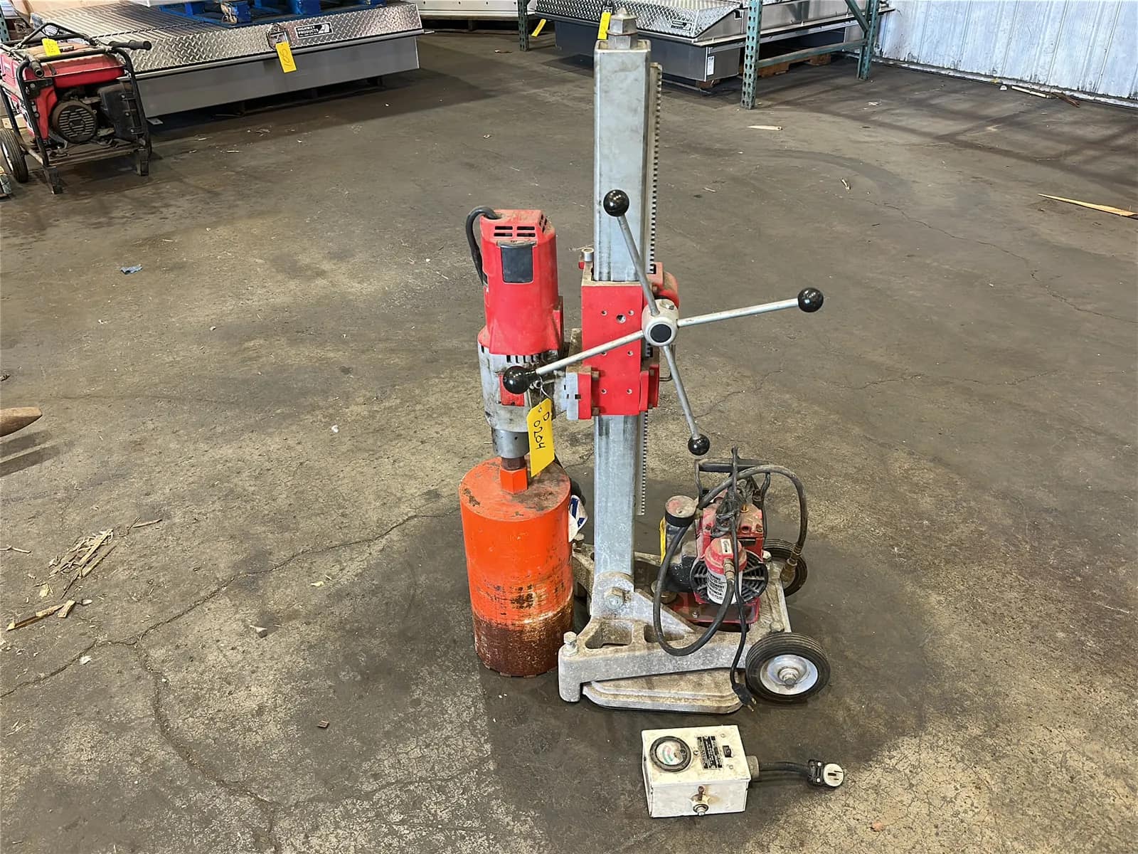 Milwaukee Heavy-Duty 4” to 14" Dymodrill Diamond Coring Motor with Dymorig Base-Stand, Vacuum Pump, and Bit, photo 2 of 10