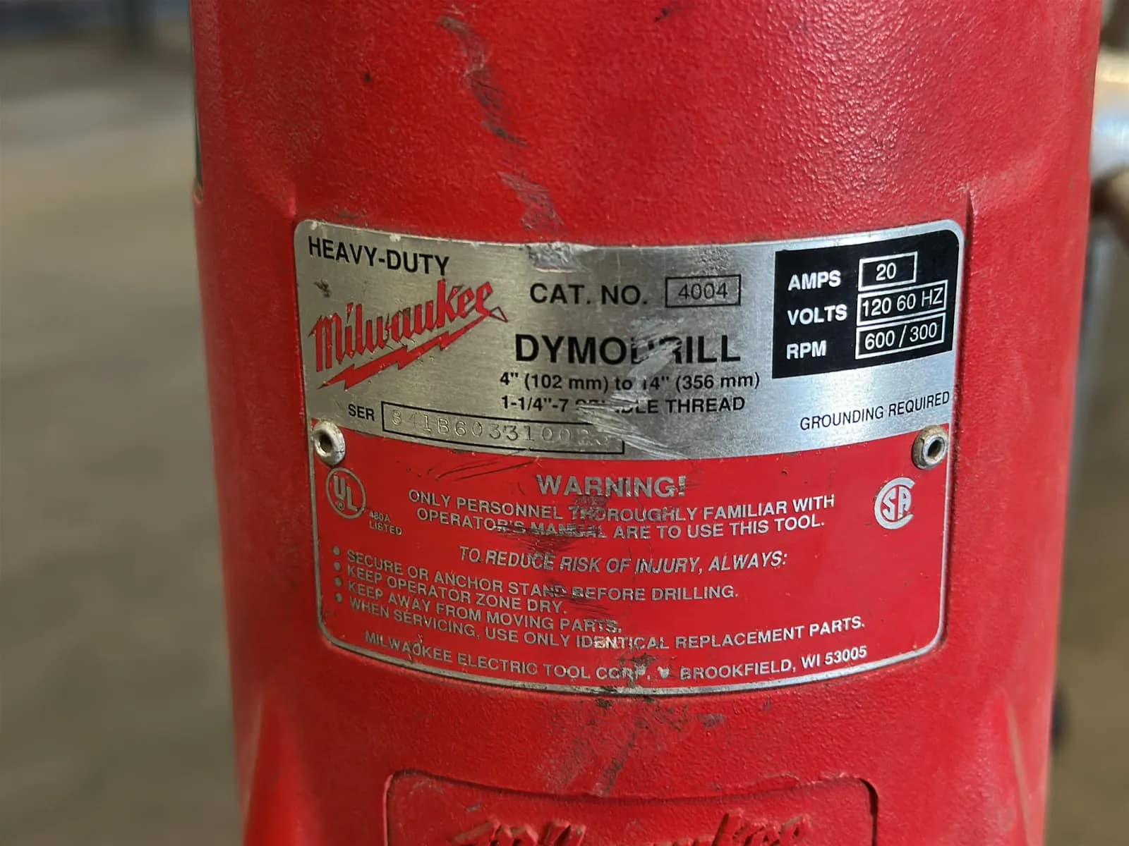 Milwaukee Heavy-Duty 4” to 14" Dymodrill Diamond Coring Motor with Dymorig Base-Stand, Vacuum Pump, and Bit, photo 4 of 10