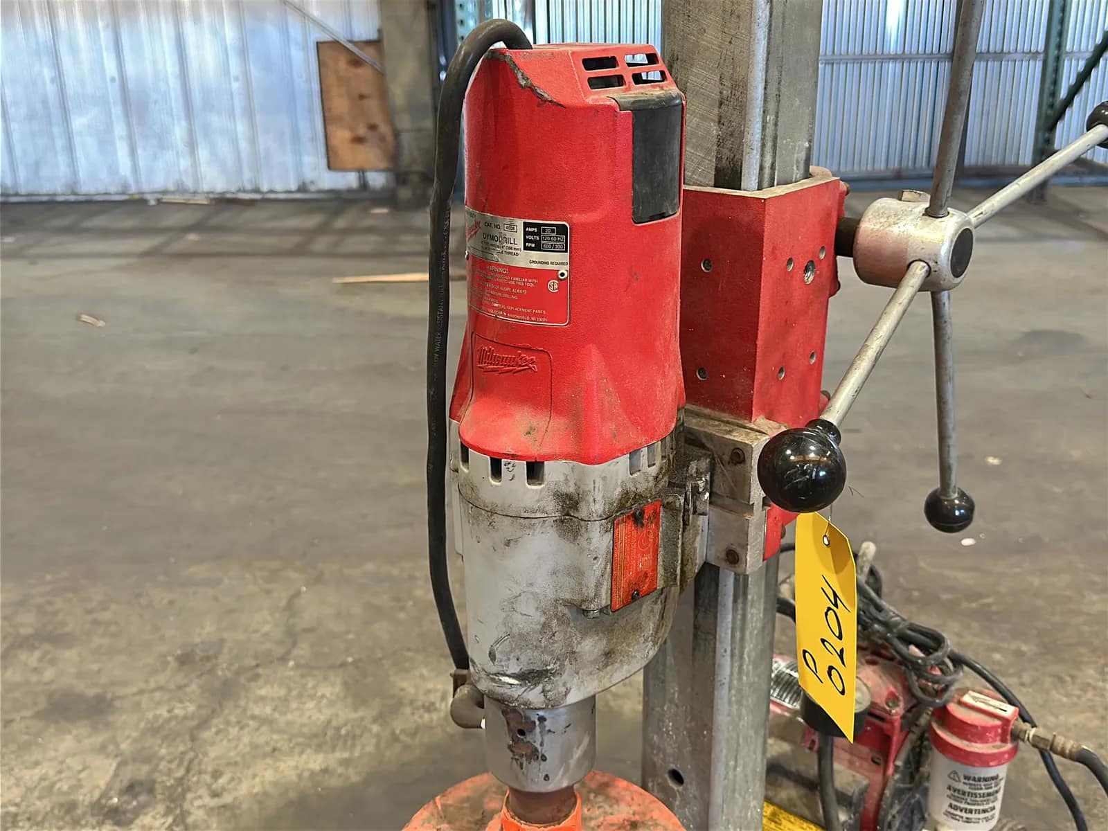 Milwaukee Heavy-Duty 4” to 14" Dymodrill Diamond Coring Motor with Dymorig Base-Stand, Vacuum Pump, and Bit, photo 3 of 10