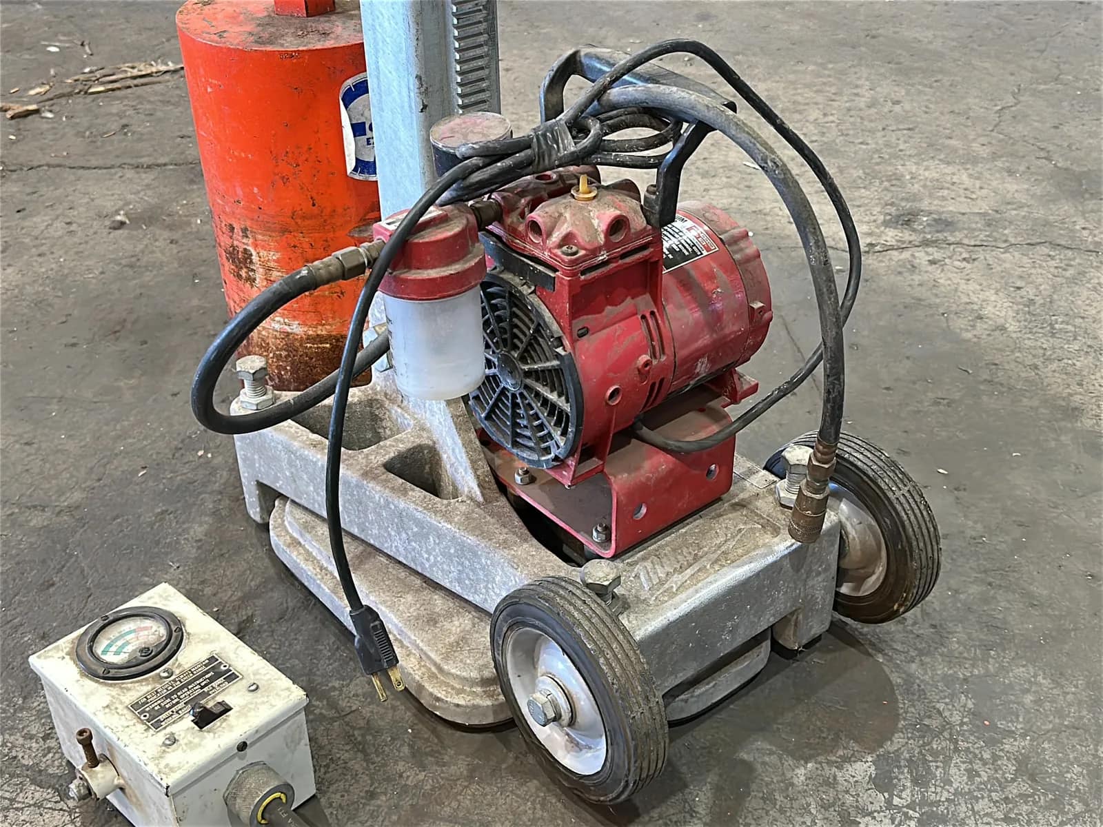 Milwaukee Heavy-Duty 4” to 14" Dymodrill Diamond Coring Motor with Dymorig Base-Stand, Vacuum Pump, and Bit, photo 6 of 10
