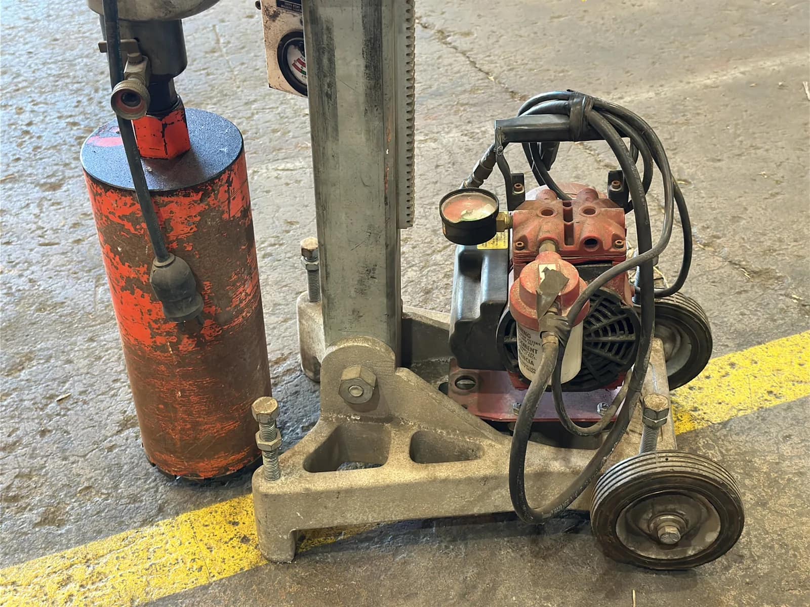 Milwaukee Heavy-Duty 4” to 14" Dymodrill Diamond Coring Motor with Dymorig Base-Stand, Vacuum Pump, and Bit, photo 7 of 11