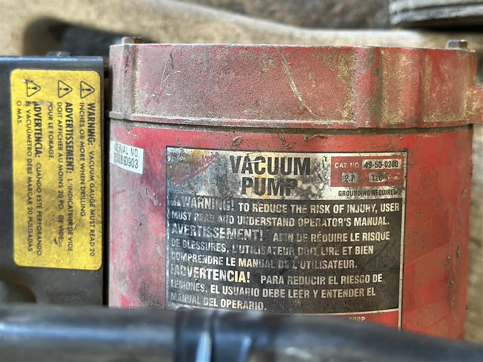 Milwaukee Heavy-Duty 4” to 14" Dymodrill Diamond Coring Motor with Dymorig Base-Stand, Vacuum Pump, and Bit, photo 8 of 11