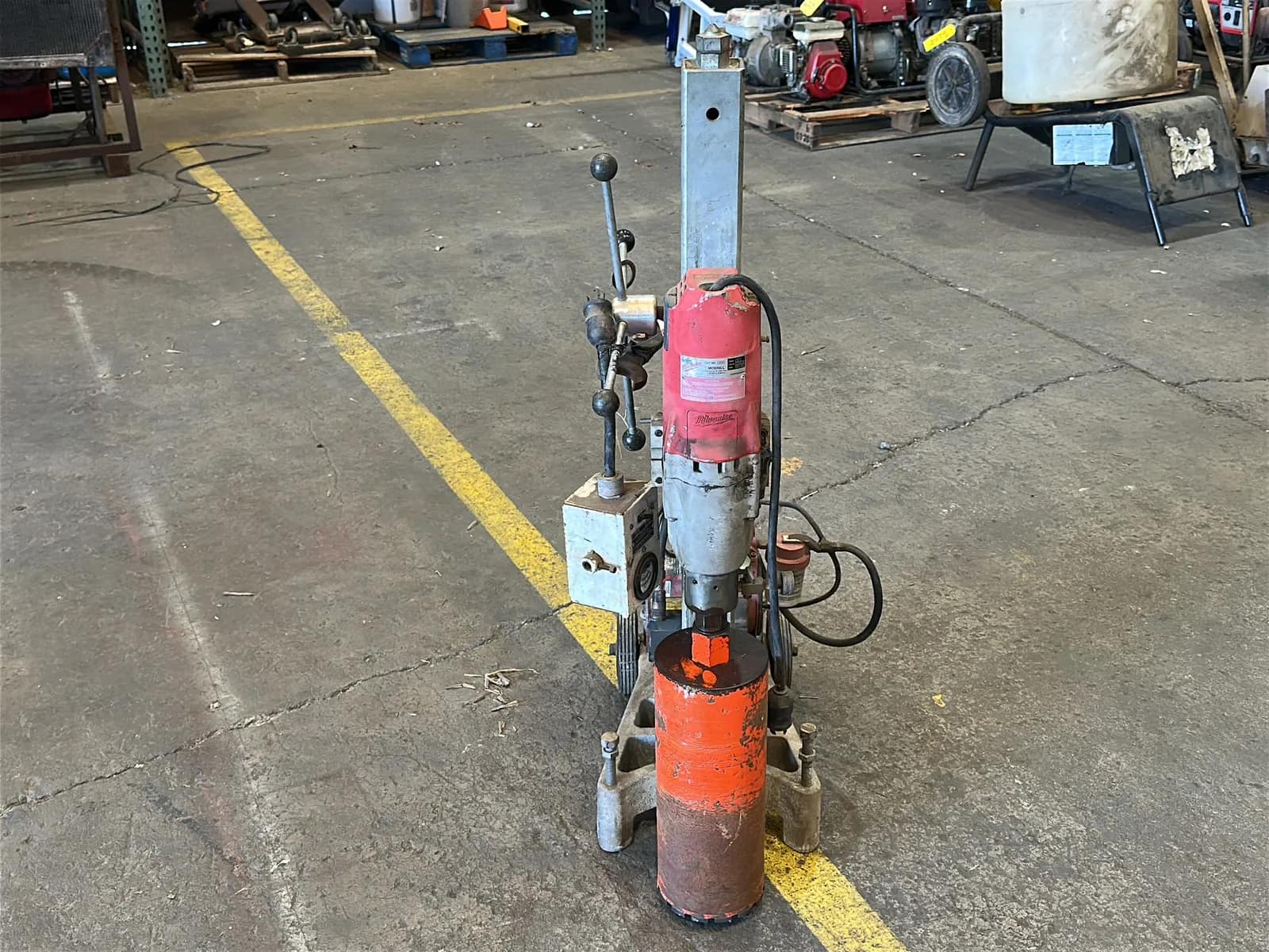 Milwaukee Heavy-Duty 4” to 14" Dymodrill Diamond Coring Motor with Dymorig Base-Stand, Vacuum Pump, and Bit, photo 2 of 11