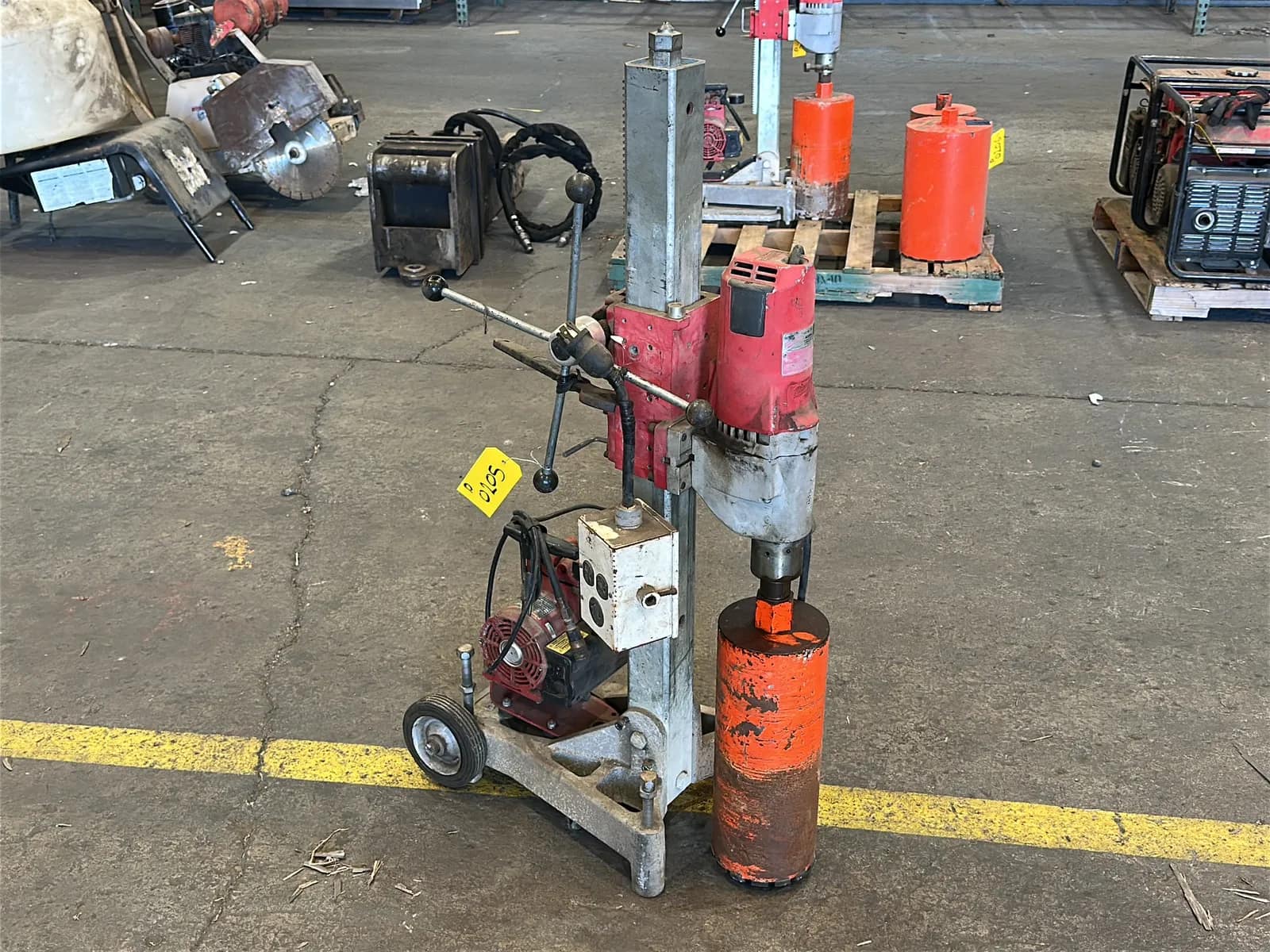 Milwaukee Heavy-Duty 4” to 14" Dymodrill Diamond Coring Motor with Dymorig Base-Stand, Vacuum Pump, and Bit, photo 3 of 11