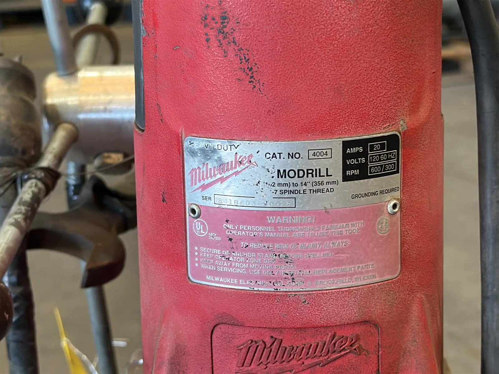Milwaukee Heavy-Duty 4” to 14" Dymodrill Diamond Coring Motor with Dymorig Base-Stand, Vacuum Pump, and Bit, photo 4 of 11