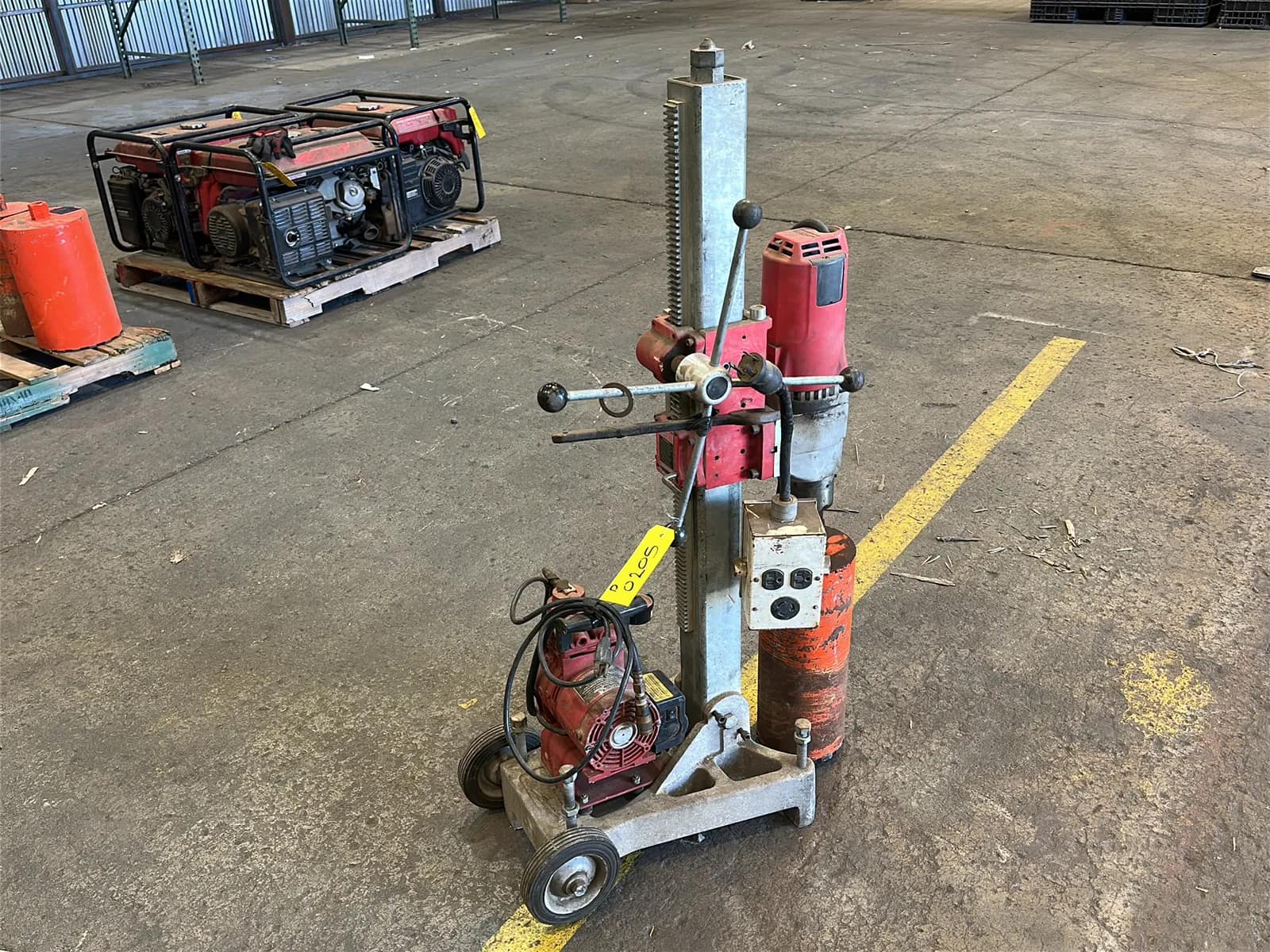 Milwaukee Heavy-Duty 4” to 14" Dymodrill Diamond Coring Motor with Dymorig Base-Stand, Vacuum Pump, and Bit, photo 10 of 11