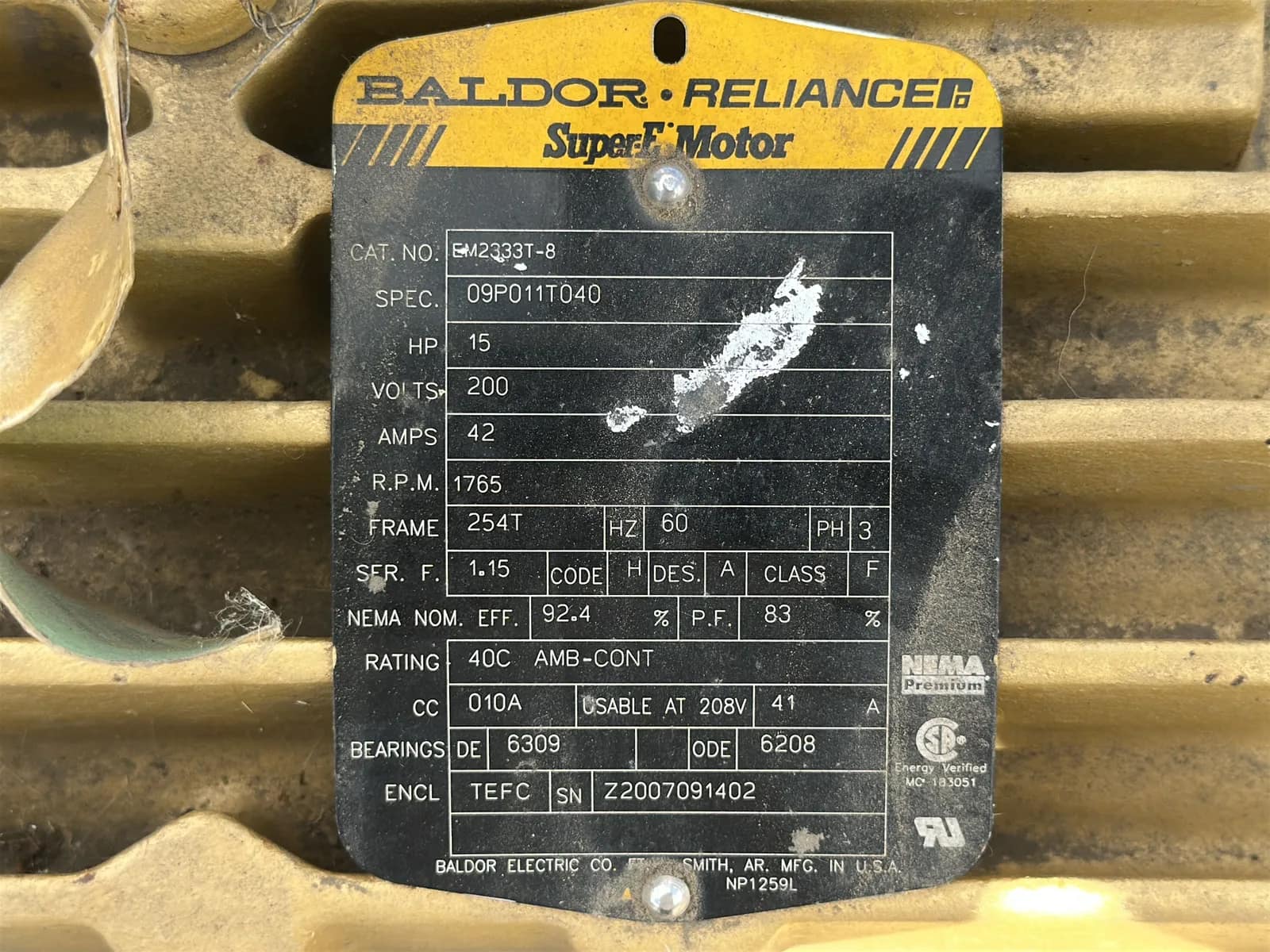 Contents Of Pallet: Baldor SuperE AC Motor And Steel Stand, photo 5 of 7